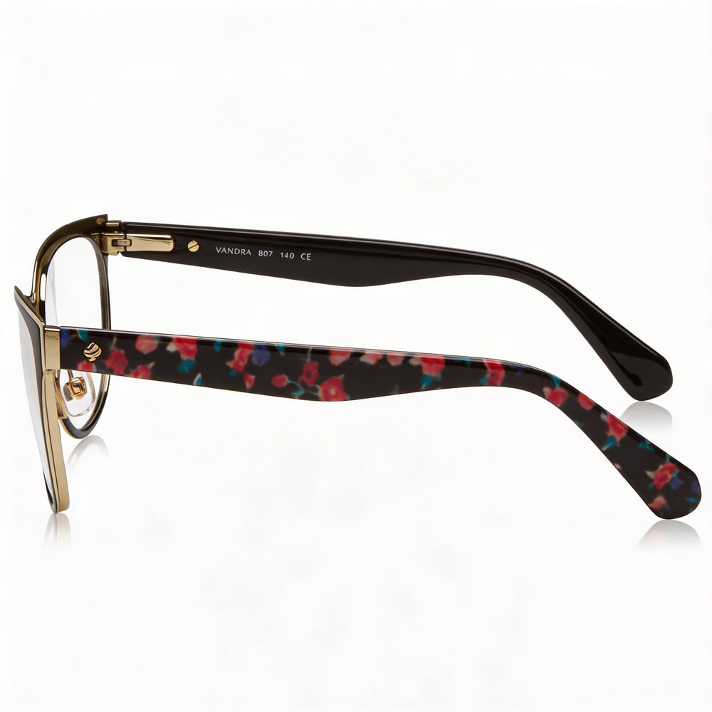 Kate Spade New York Vandra - Gafas recetadas de metal con montura completa y forma de ojo de gato para mujer, color negro, 52 mm