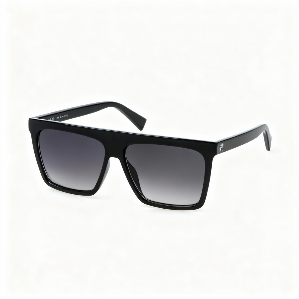 Gafas de sol Fila SFI834 para hombre, no polarizadas, con degradado ahumado negro brillante inyectado, 60 mm