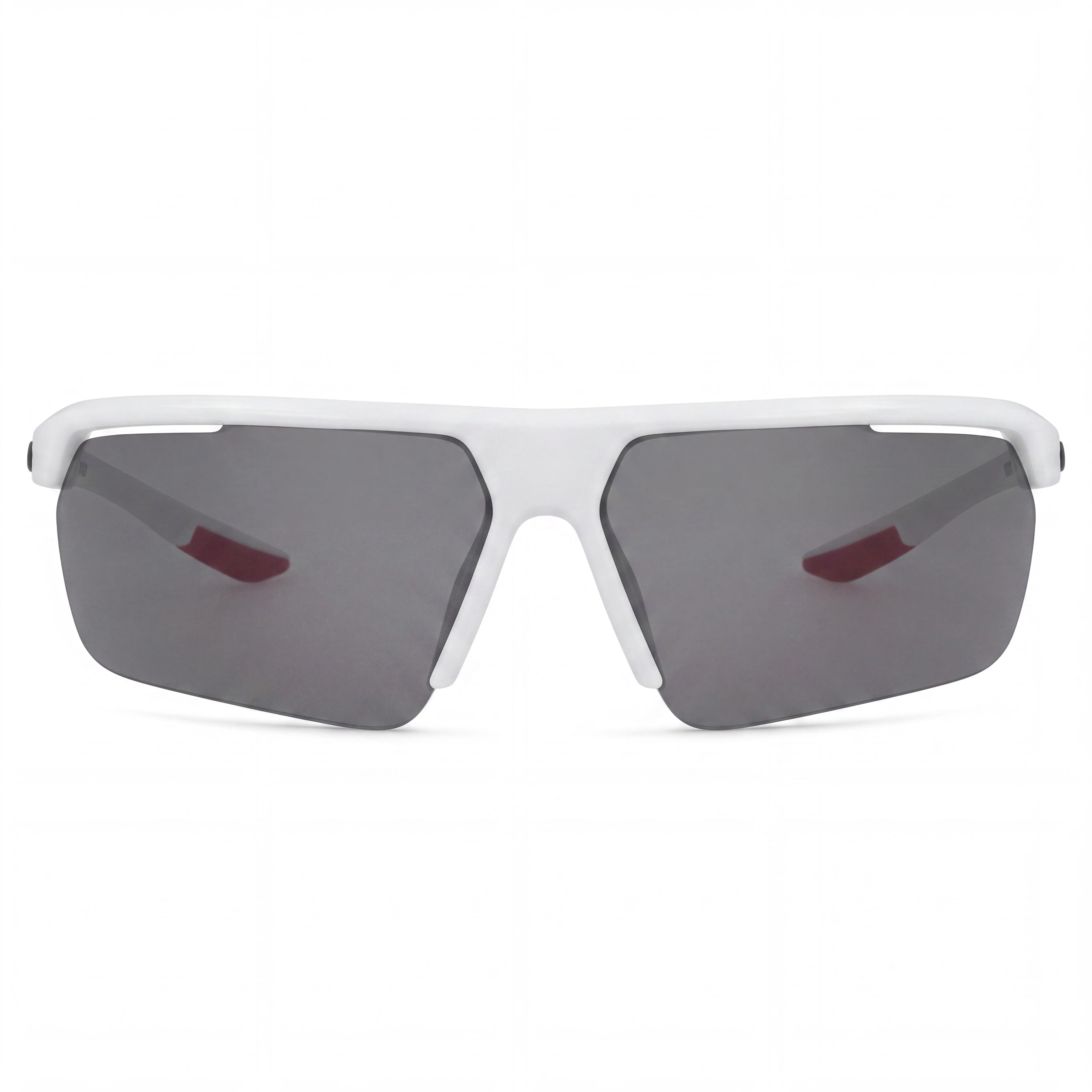 Nike Gale Force Unisex Rectangular Plastic Sunglasses White Wolf Grey Silver Flash Frame Grey Silver Mirror Lens 71mm, Photo 2