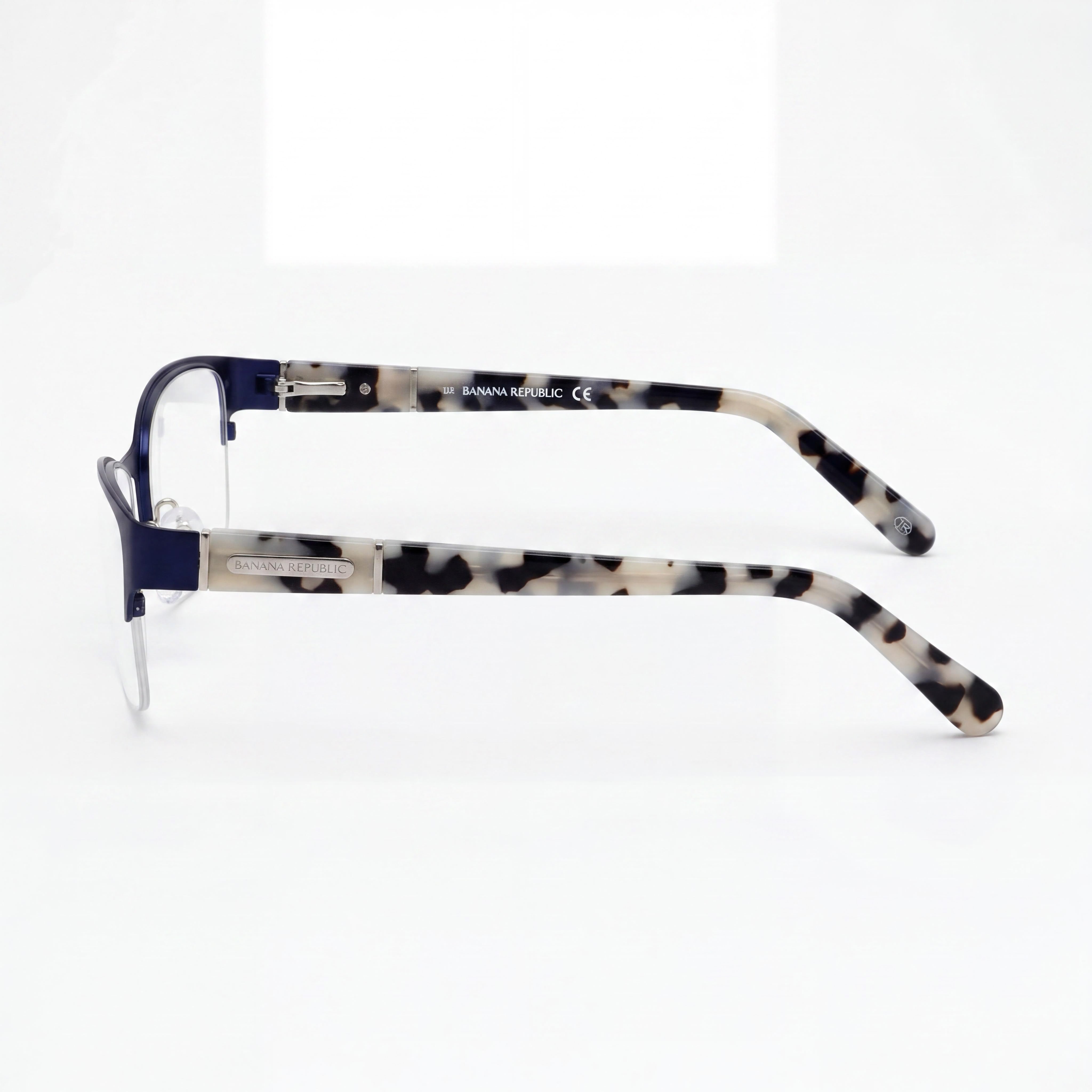BANANA REPUBLIC Jordyn Gafas unisex azul marino con montura de metal semial aire, lentes de policarbonato transparente, 54-135 mm, Photo 2