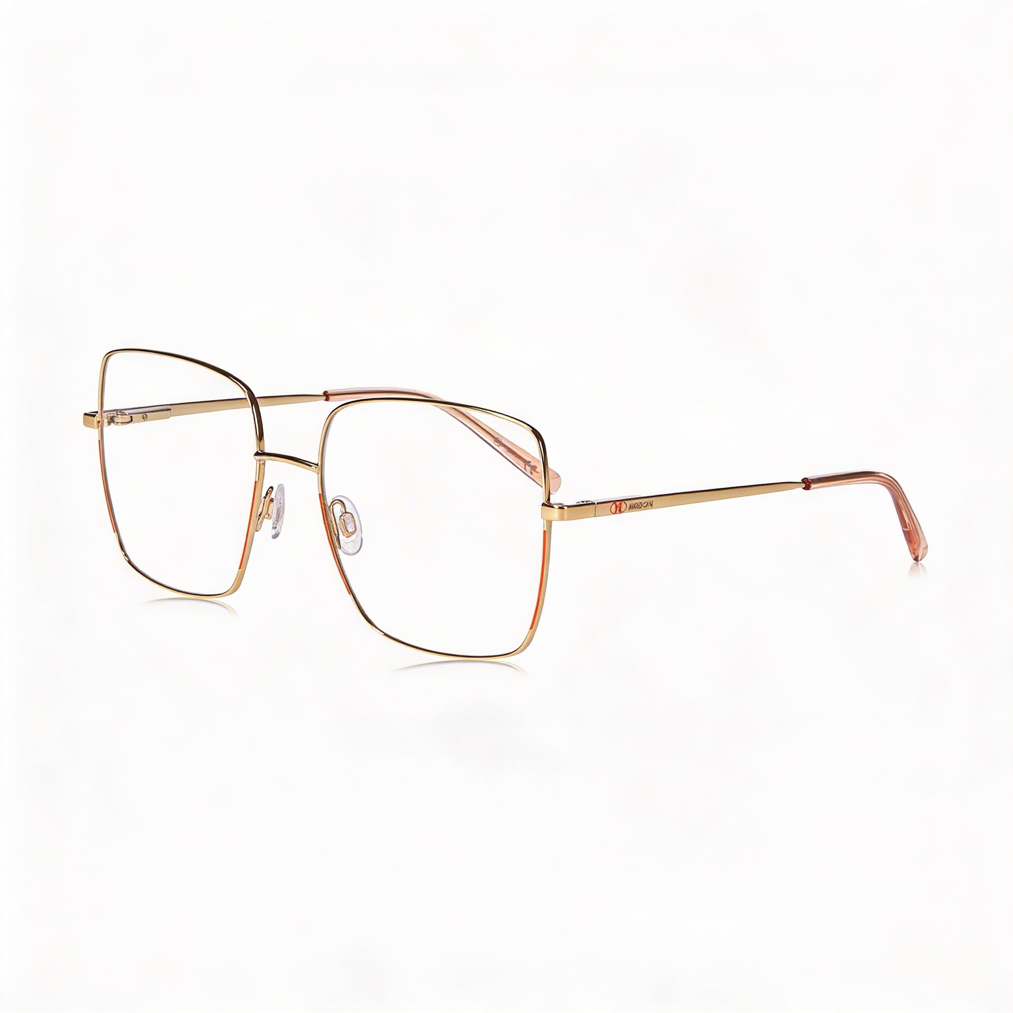 Gafas ópticas cuadradas de montura completa M Missoni para mujer en acero aleado, montura dorada y color melocotón con dimensiones de 55-17-140 mm, Photo 1
