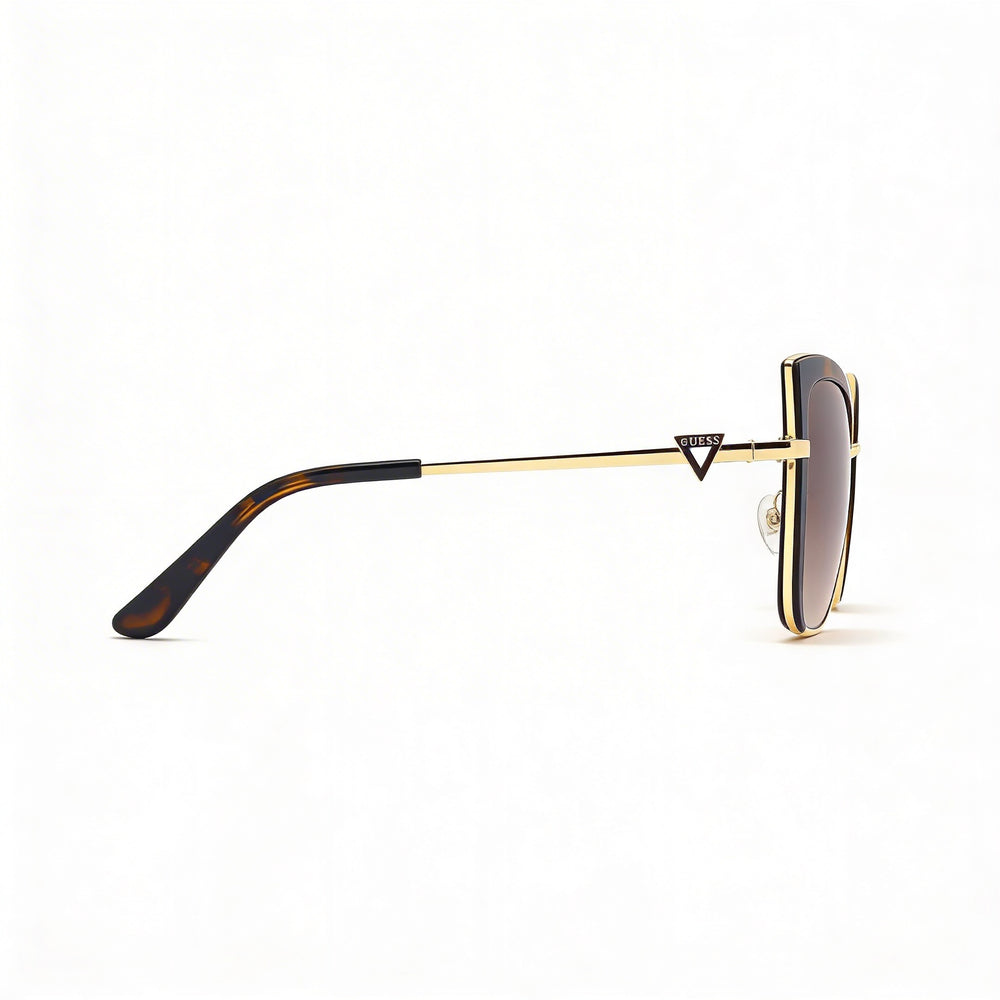 Gafas de sol GUESS Cat-eye tintadas para mujer, montura de metal color habana oscuro, lentes degradadas marrones, protección UV, 56 mm