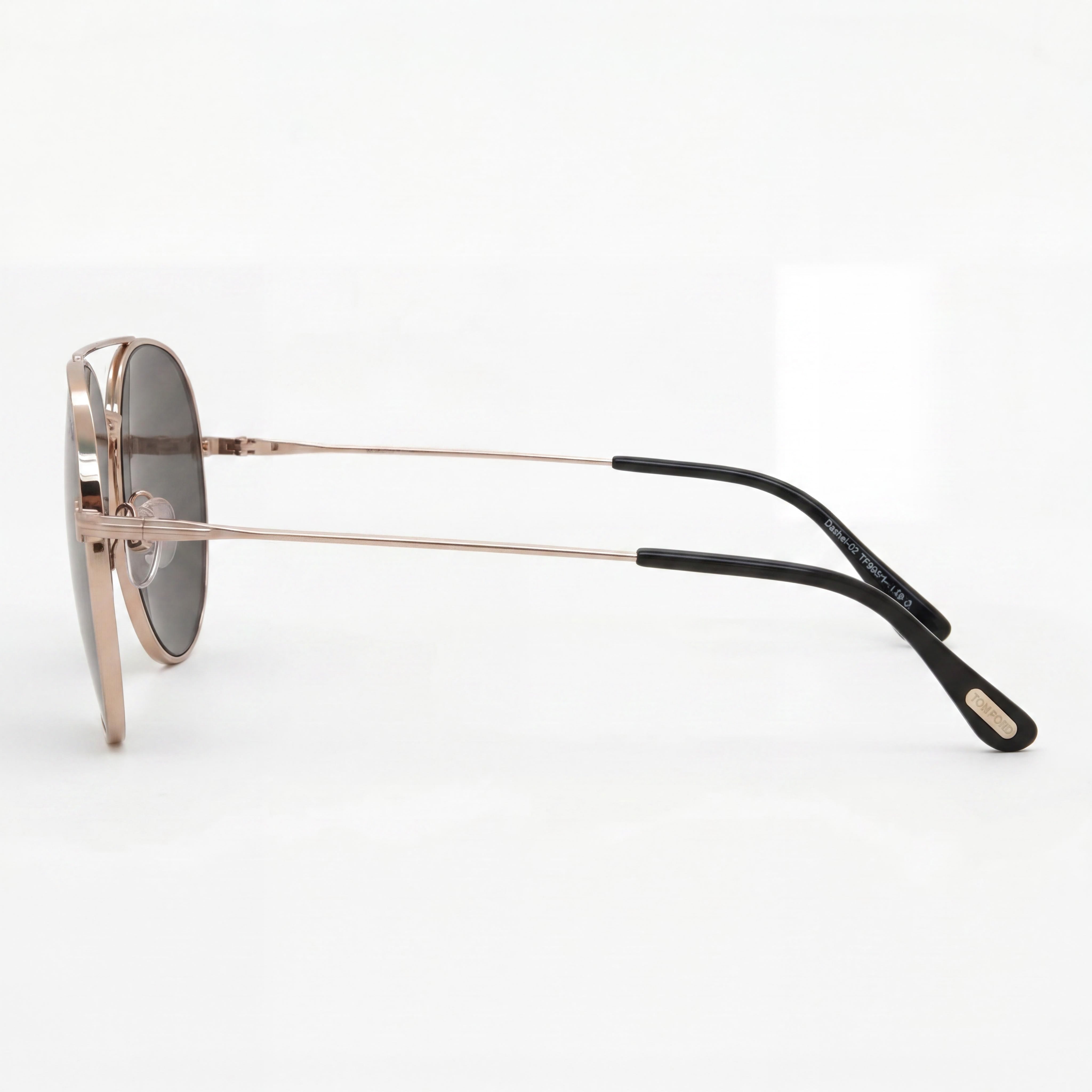 Tom Ford Dashel-02 Unisex Metal Pilot Sunglasses Shiny Rose Gold Smoke Dark Grey Gradient UV Protection 62mm, Photo 3