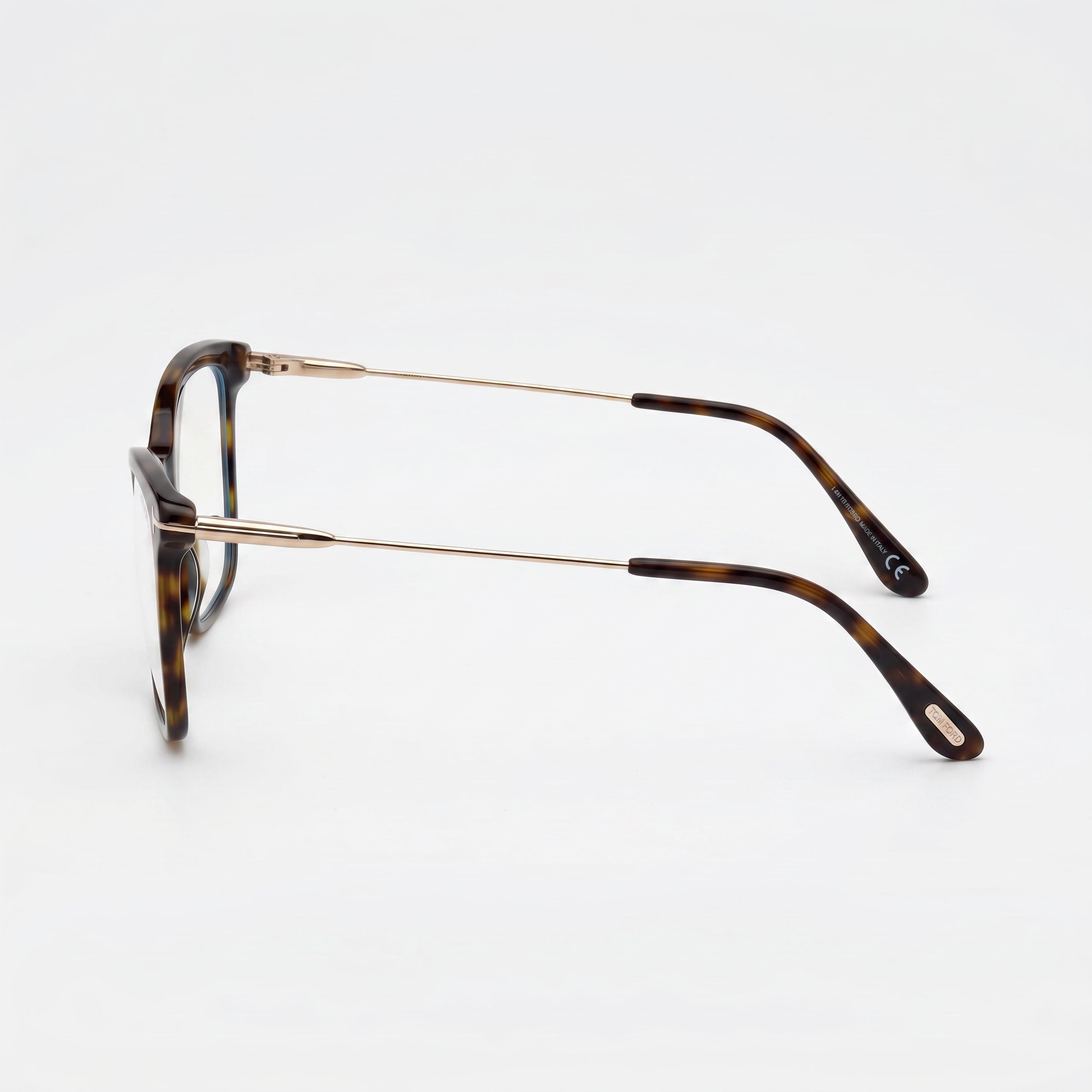 Gafas Tom Ford para mujer Ft5687-b en color Habana oscuro, con montura en oro rosa y lentes transparentes con filtro azul de 56 mm, Photo 2