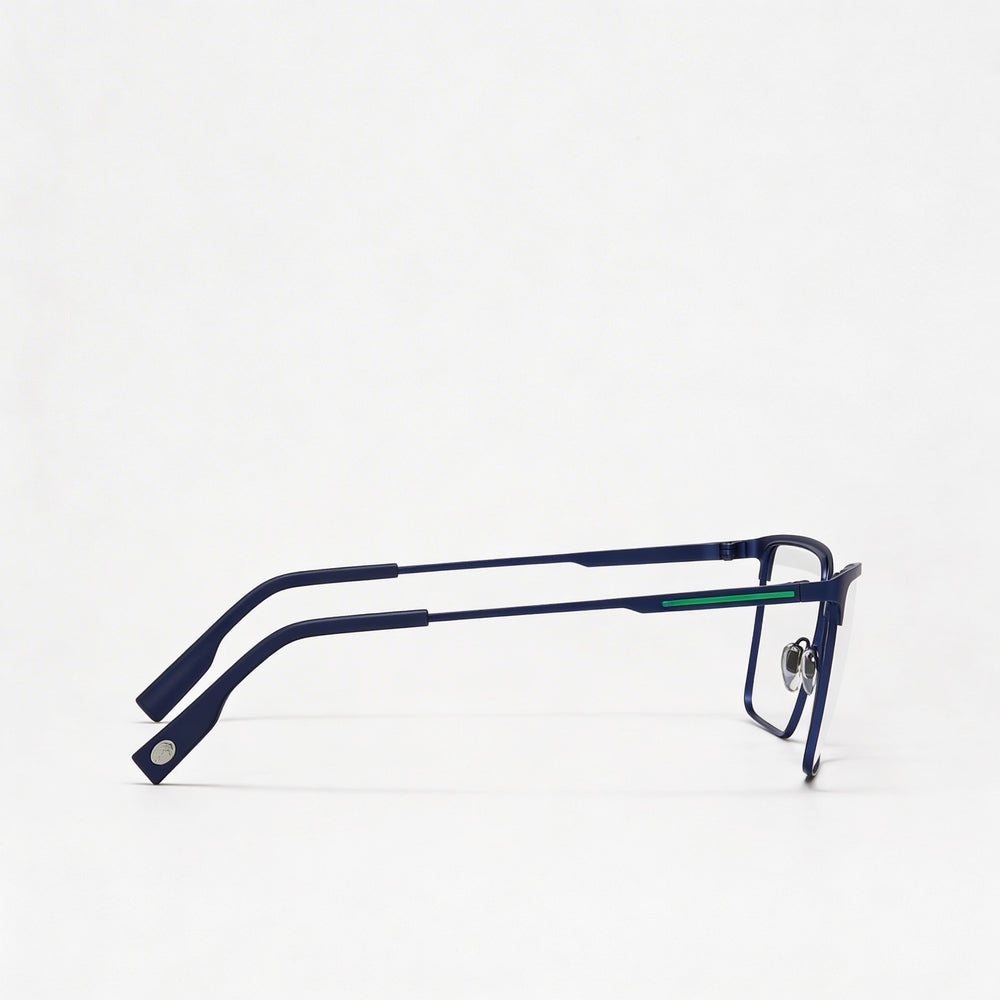 Gafas para hombre Lacoste Modern con montura de metal azul mate, lentes de policarbonato, 55 mm de ancho de lente