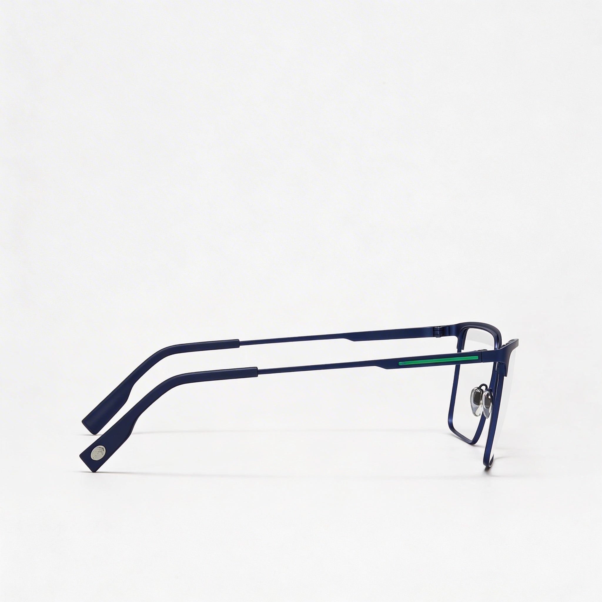 Gafas para hombre Lacoste Modern con montura de metal azul mate, lentes de policarbonato, 55 mm de ancho de lente, Photo 3
