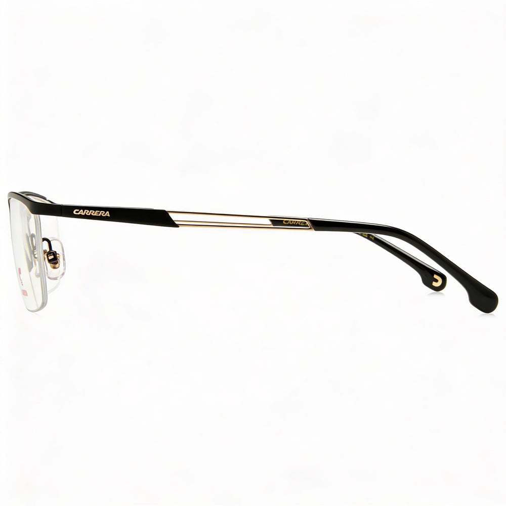 Carrera 8901 Gafas unisex de aleación de acero, montura negra y dorada con lentes de policarbonato no polarizadas de 54 mm