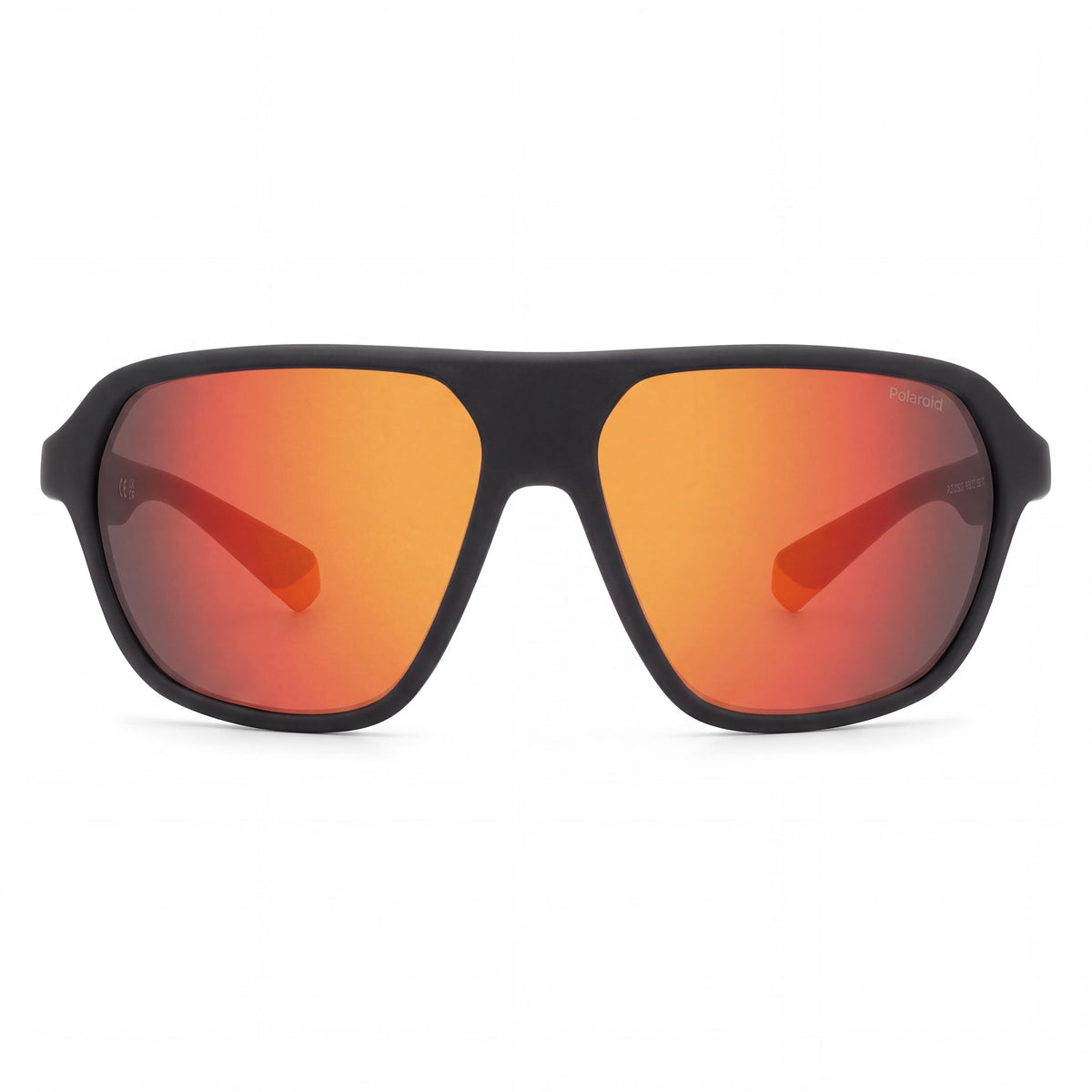 Gafas de sol Polaroid Eyewear 2152/S para hombre con montura de plástico en negro mate, lentes polarizadas multicapa en rojo anaranjado de 59 mm y protección UV, Photo 2
