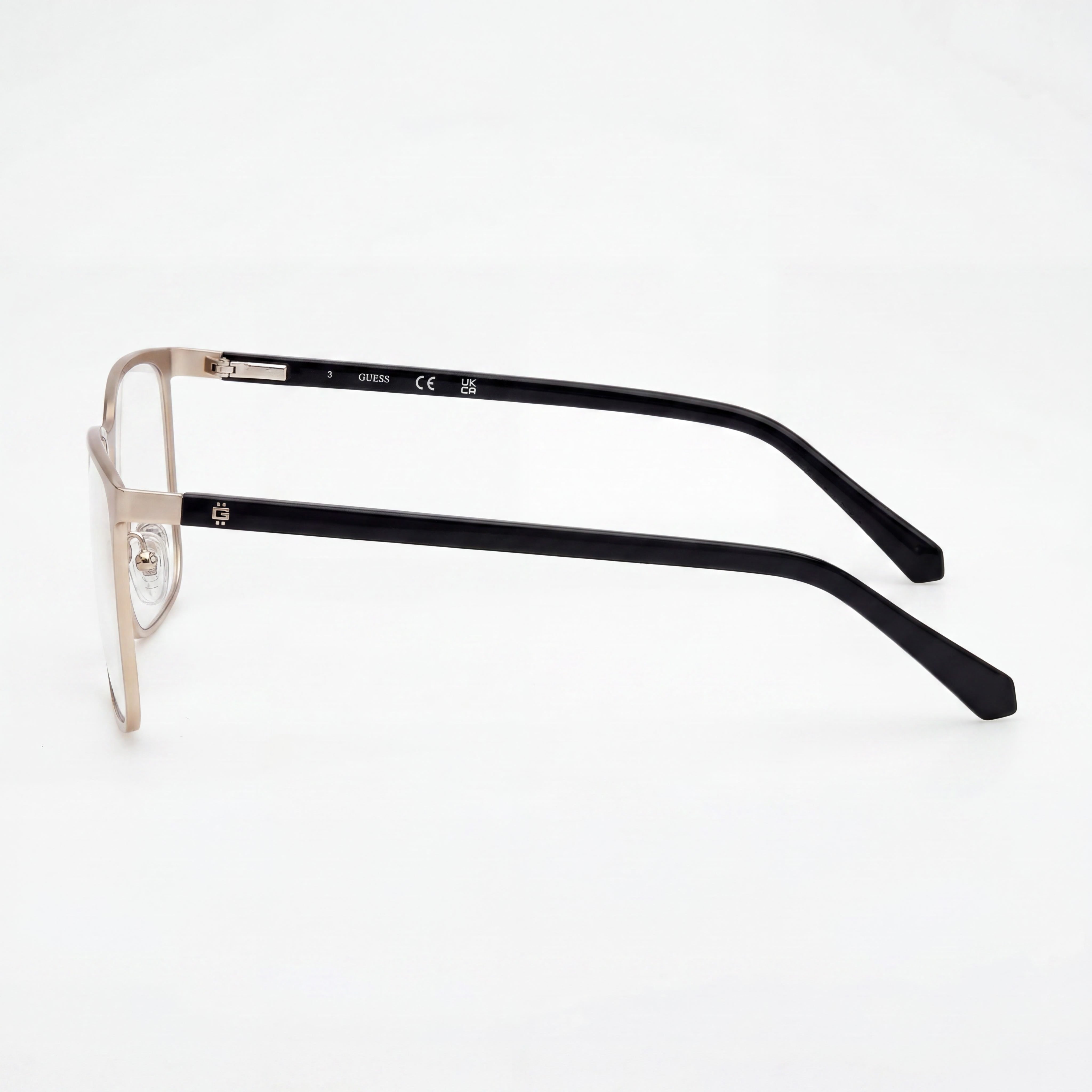 GUESS Gu50193 Men's Shiny Pale Gold Black Metal Non- Eyeglasses 56mm, Photo 2