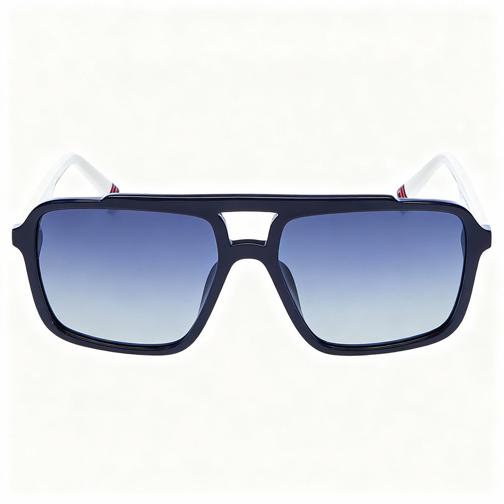 Fila SFI460 Navigator - Montura azul completa para hombre, lentes de triacetato de celulosa en degradado azul, no polarizadas, con protección UV, 57-16-145