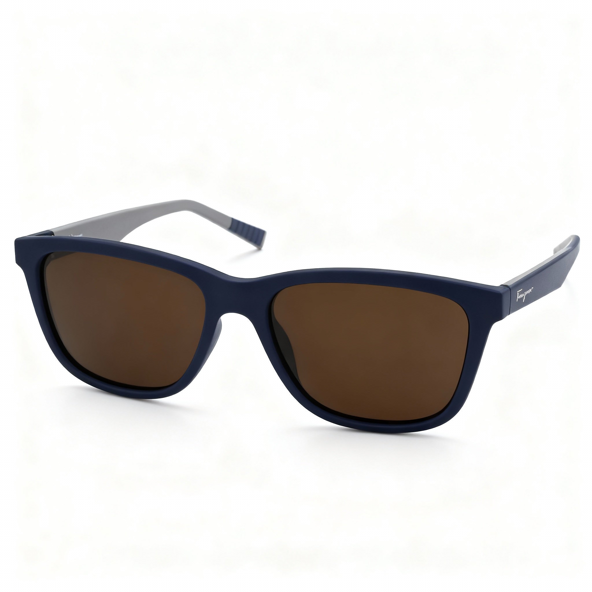 Salvatore Ferragamo SF998S Unisex Modified Rectangle Acetate Sunglasses 57mm Matte Blue Frame, Brown Lens, Photo 3