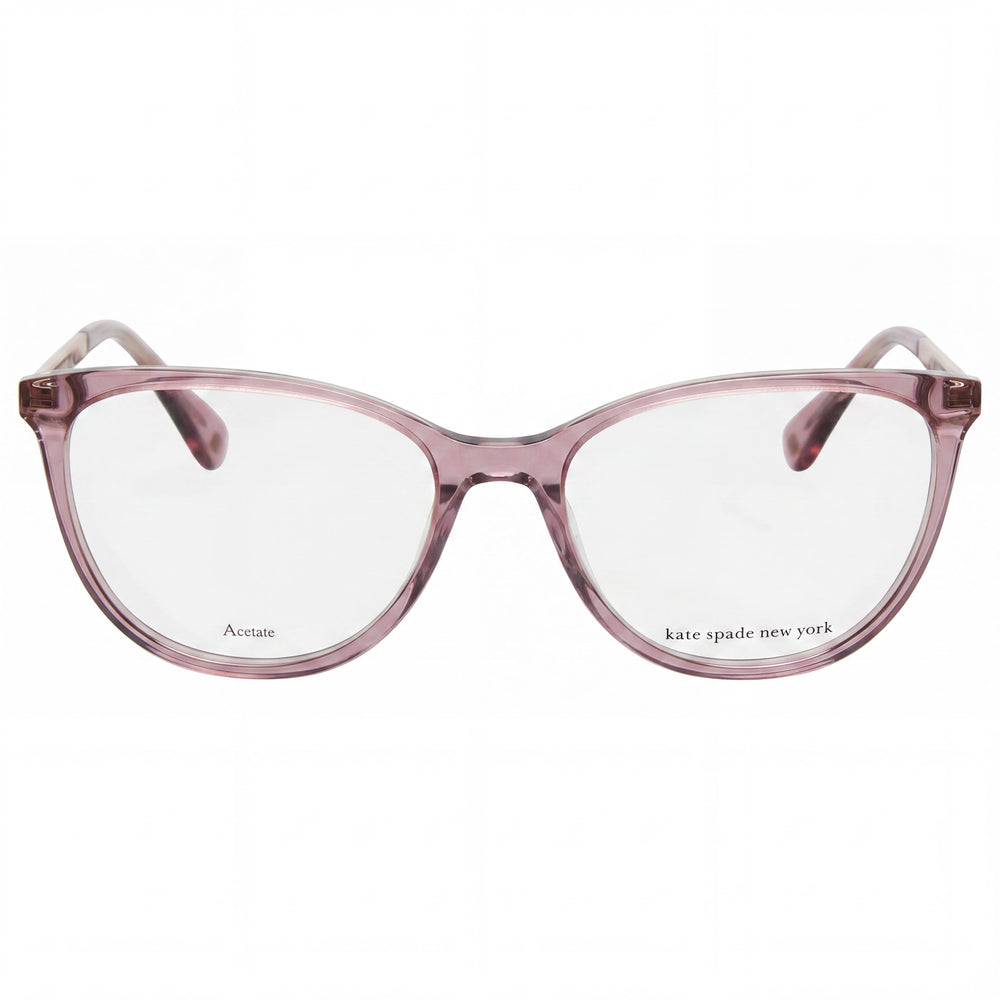Gafas Kate Spade New York Kimberlee para mujer, montura de plástico rosa cristalino con cristales de oro rosa y lentes de policarbonato no polarizadas de 52 mm