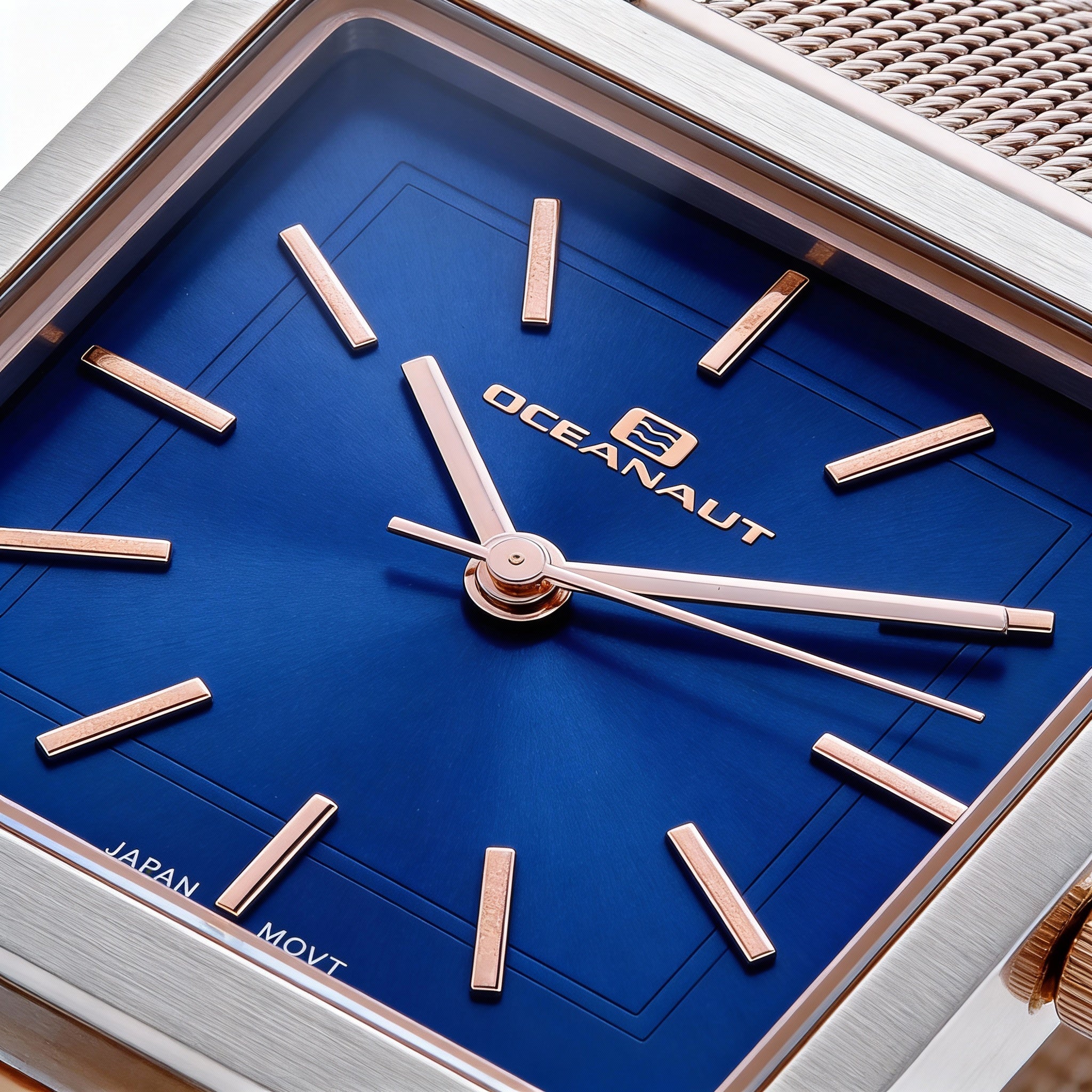 Reloj de cuarzo Oceanaut para mujer, acero inoxidable en oro rosa, esfera azul, resistente al agua y a los arañazos, mineral., Photo 2