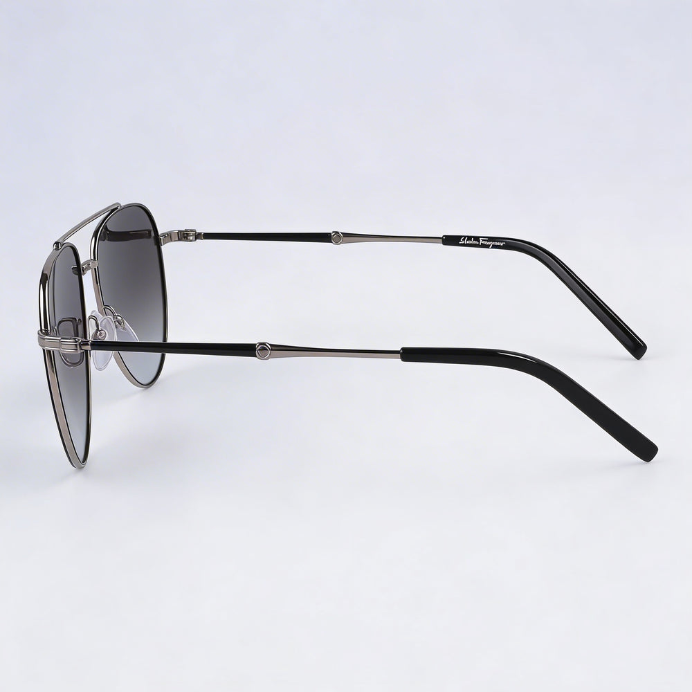 Ferragamo SF 226S Men Pilot Full-Rim Metal Frame Black Gradient Grey Lens 58mm Sunglasses