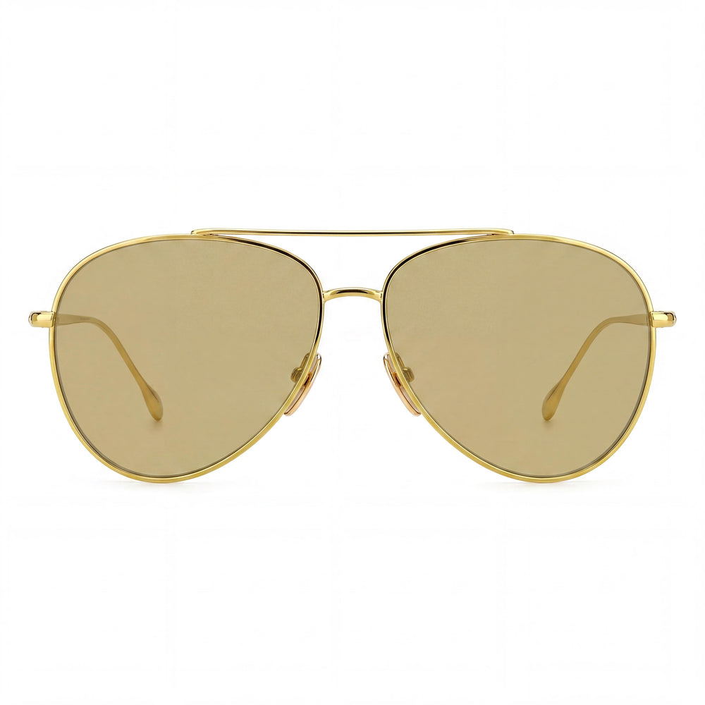 Isabel Marant Im0011s Women's Pilot Shape Metal Sunglasses featuring a Yellow Frame and Brown Mirror Yellow Lenses, Size 60mm