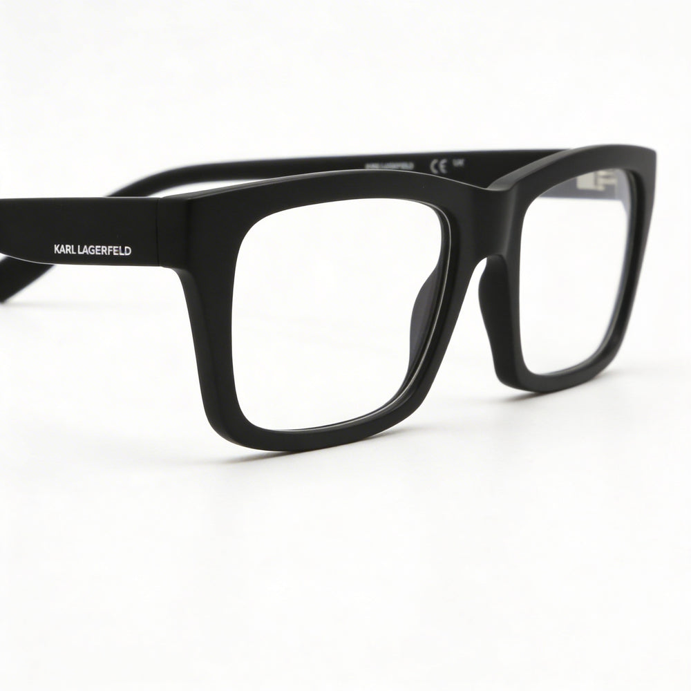 KARL LAGERFELD Montura unisex moderna inyectada en negro mate con lentes de policarbonato no polarizadas de 53 mm