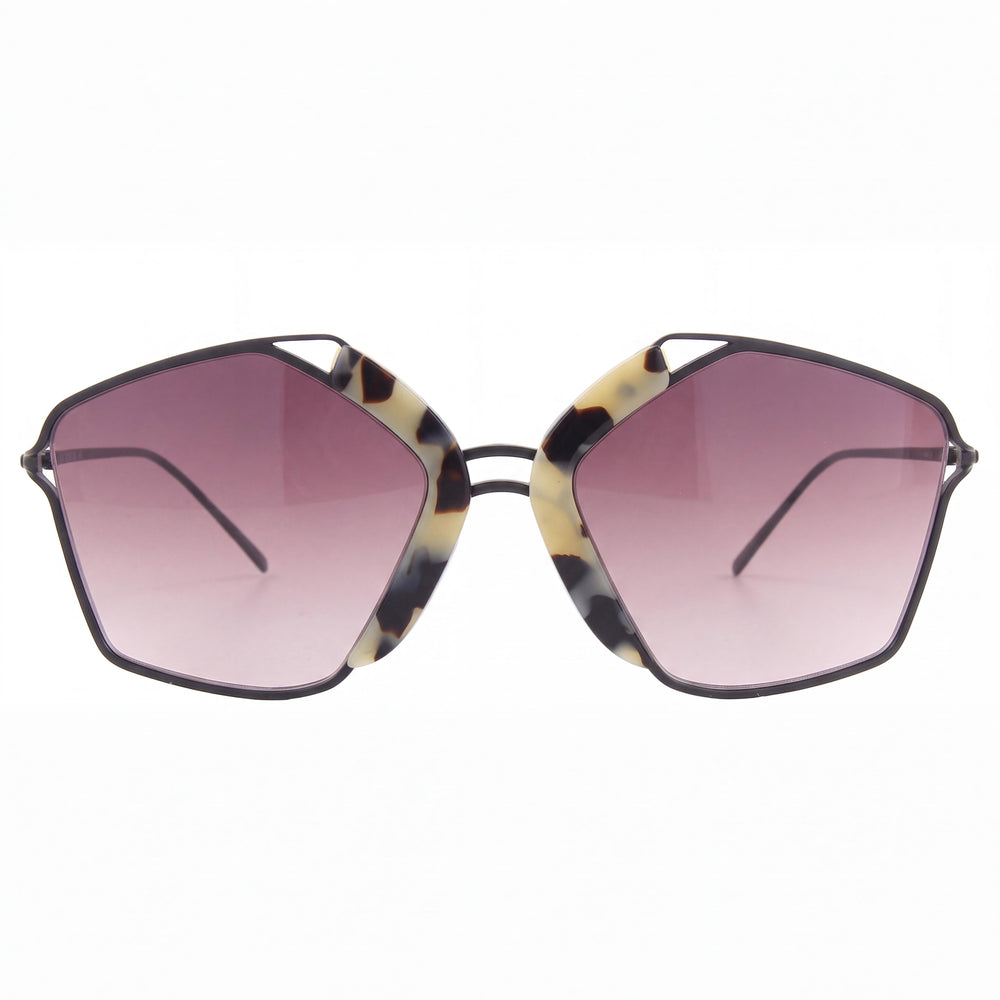 Gafas de sol para mujer Kyme Gala 1 con montura de compuesto color crema Havana y lentes negro brillante no polarizadas de 57 mm