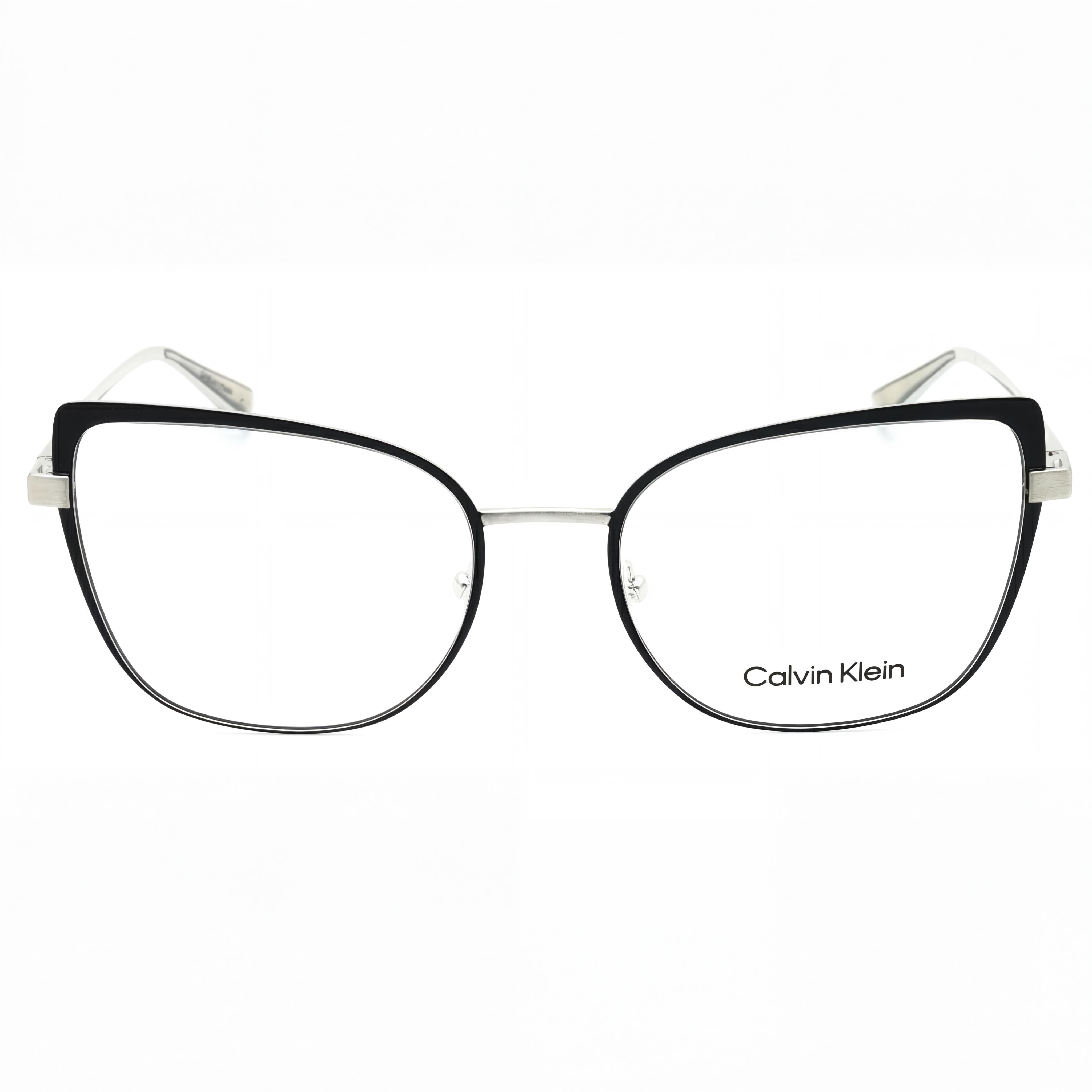 Calvin Klein Ck22101 Unisex Cat Eye Eyeglasses with Black Silver Metal Frame, 54mm Lens Width, Photo 2