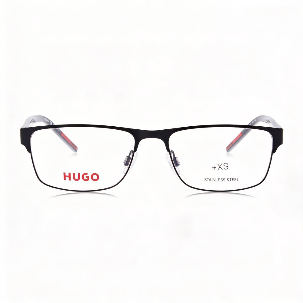 Hugo Boss Modern Men's Sunglasses with Black Alloy Steel Frame and Black Polycarbonate Lenses, 55mm
