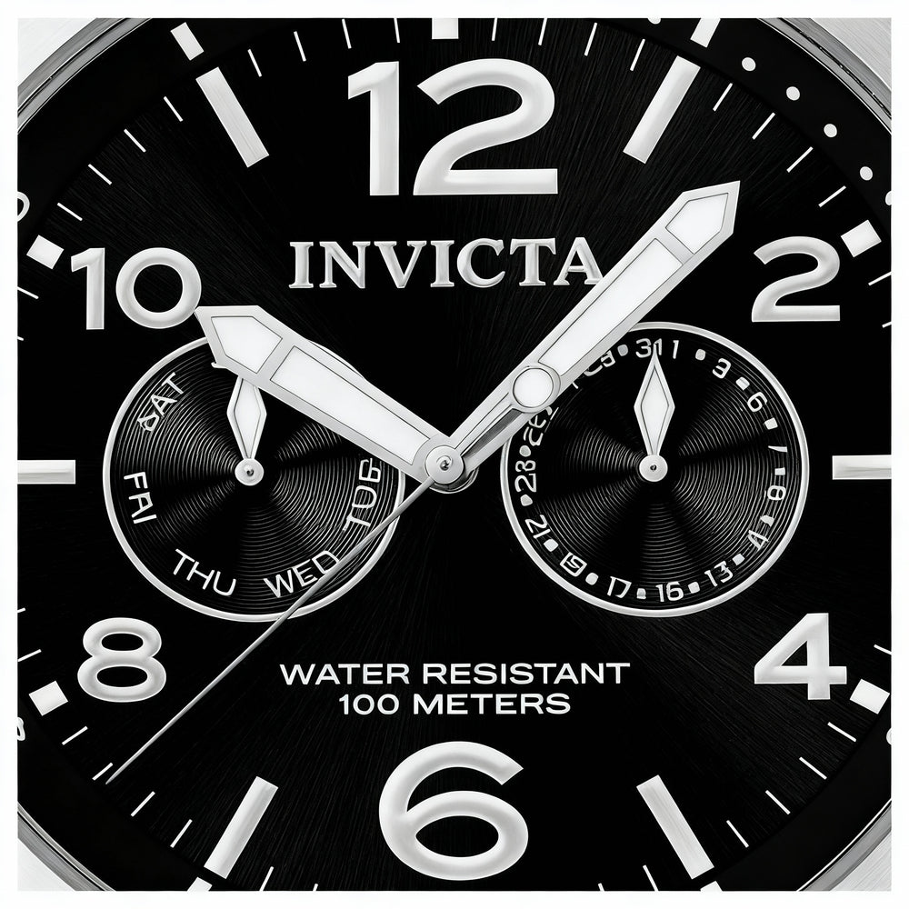 Reloj Invicta I Force Military 0764 para hombre, esfera negra, luminoso, de cuarzo, acero inoxidable y cuero, 48 mm
