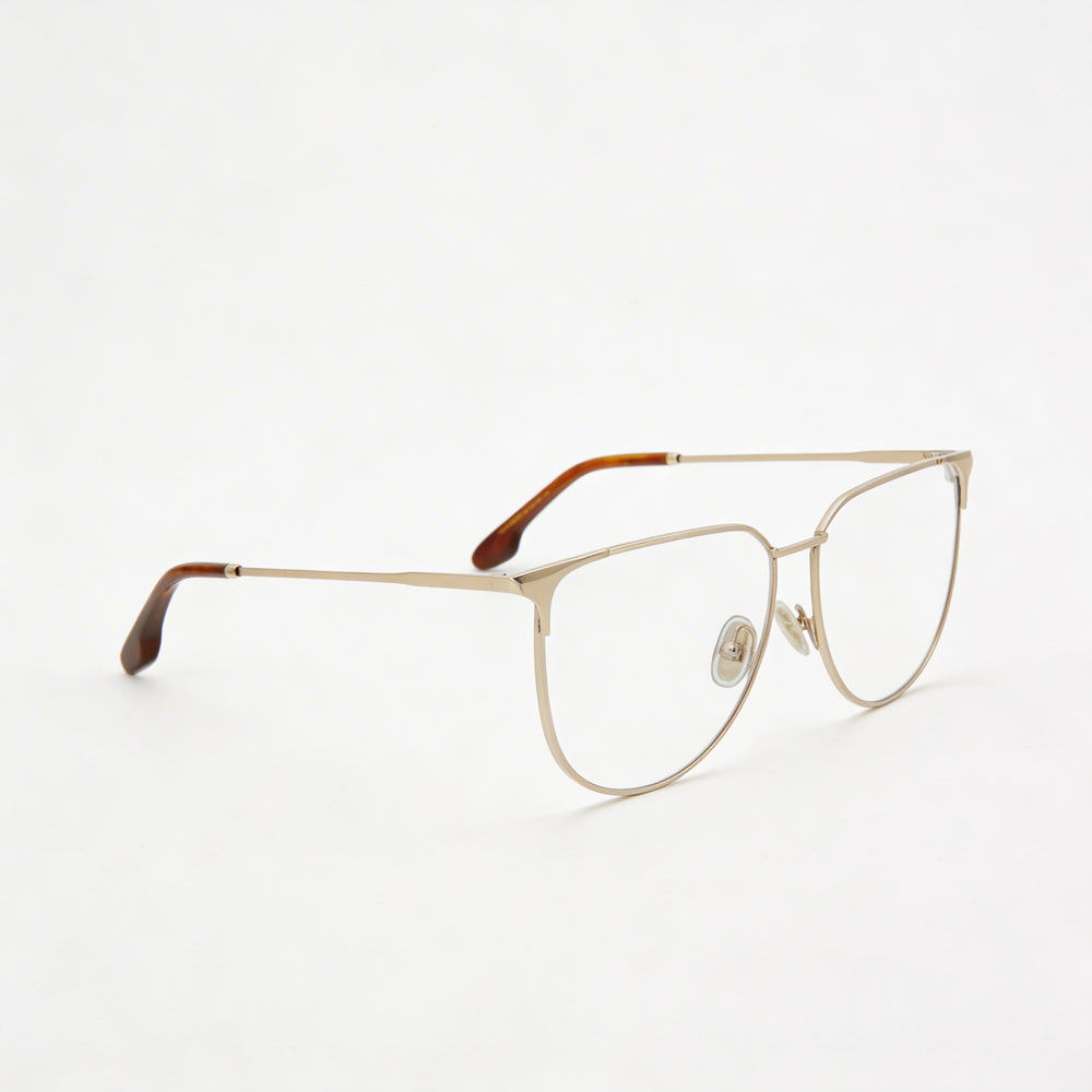 Gafas Victoria Beckham Modern para Mujer Cateye de Metal Oro Rosa con Lentes de Demostración Transparentes Listas para Graduación 55mm