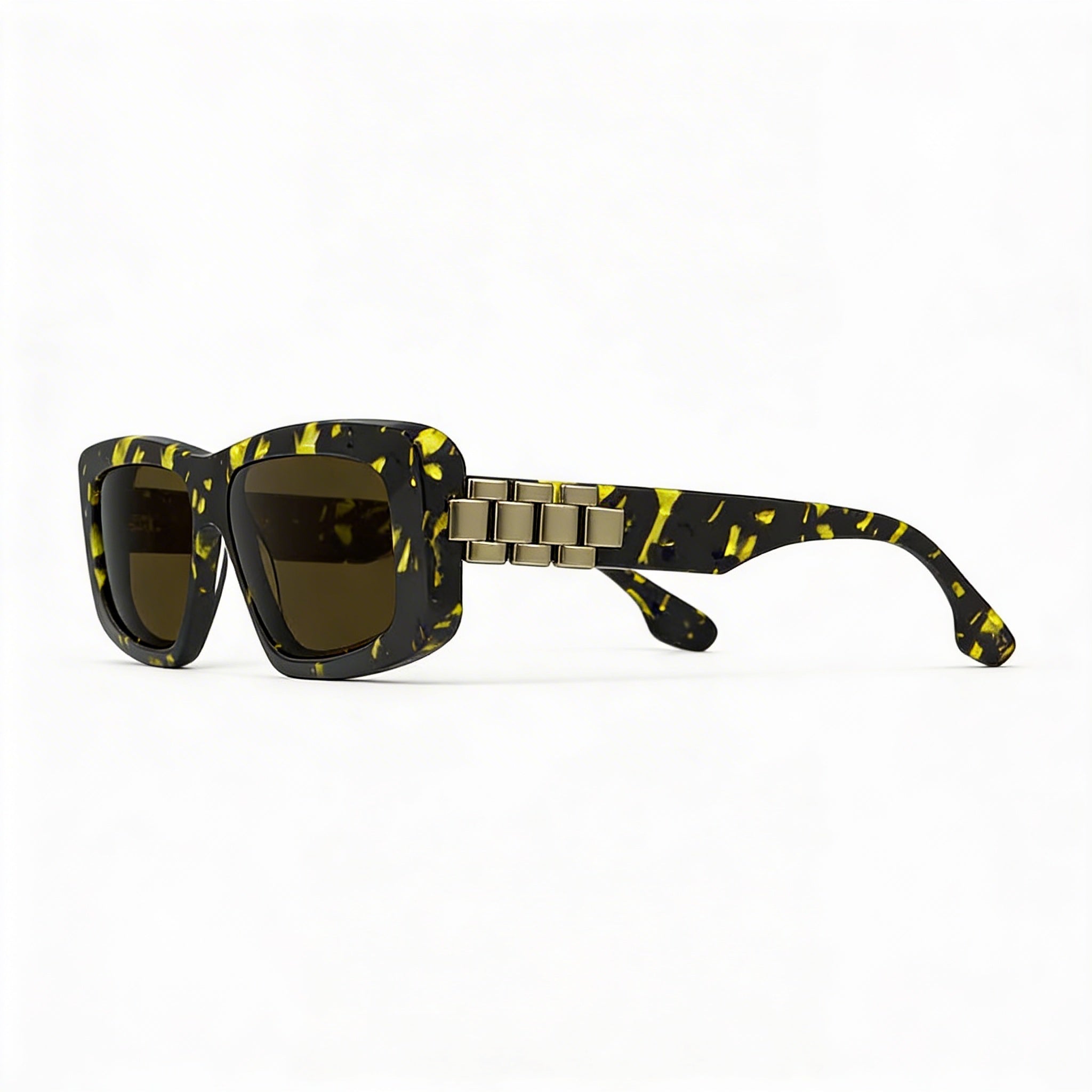 Victoria Beckham Vb669s Unisex Black Yellow Havana Plastic Rectangular Polycarbonate Sunglasses 55mm, Photo 2
