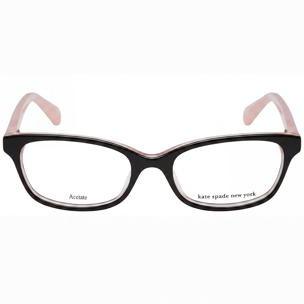 Kate Spade New York Modern Women's Acetate Black Transparent Pink Eyeglasses with Black Lenses 46mm