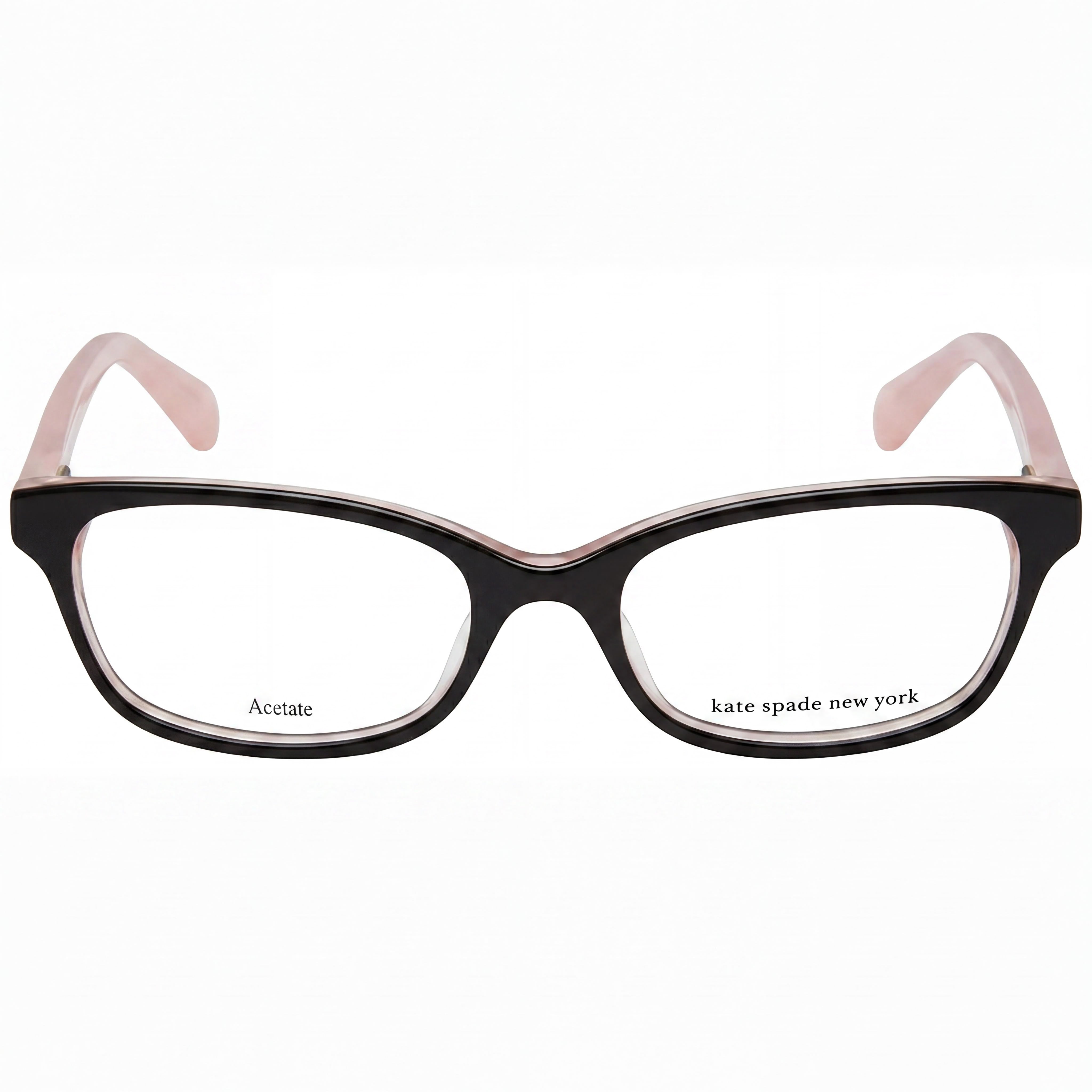 Kate Spade New York Modern Women's Acetate Black Transparent Pink Eyeglasses with Black Lenses 46mm, Photo 2