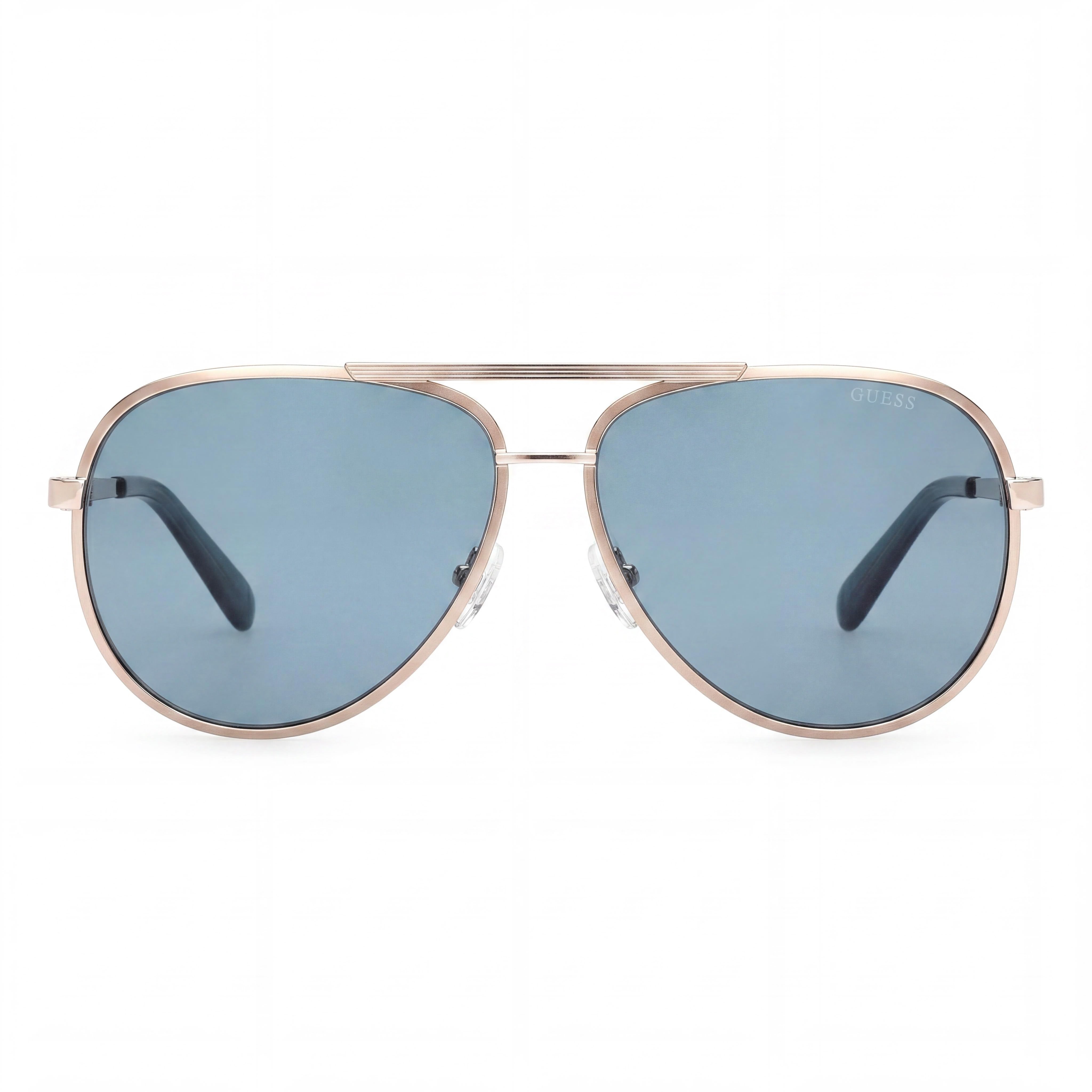Gafas de sol Guess de aviador a rayas para mujer, montura dorada pálida, lentes azules, protección UV, 61 mm, Photo 2