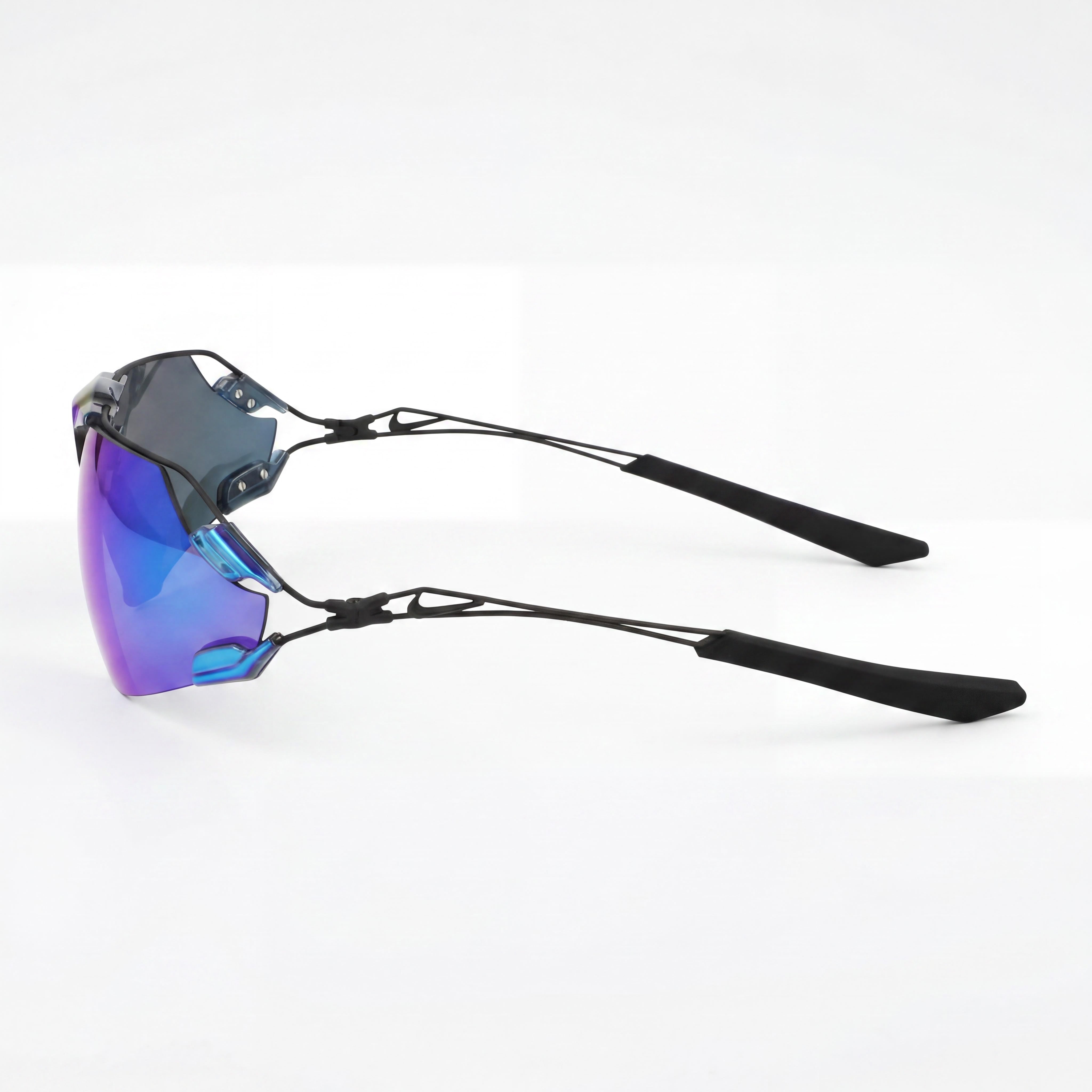 Nike Sporty Men's Titanium Sunglasses Blue / Blue Mirror Frame Grey UV400 Lenses Size 76-05-125, Photo 3