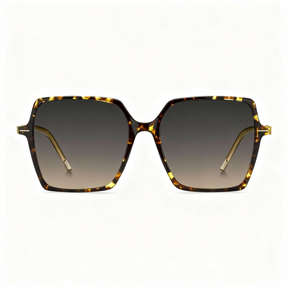 BOSS Casual Women's Light Acetate Non-Polarized Gradient UV Protection Havana Yellow 57mm Sunglasses