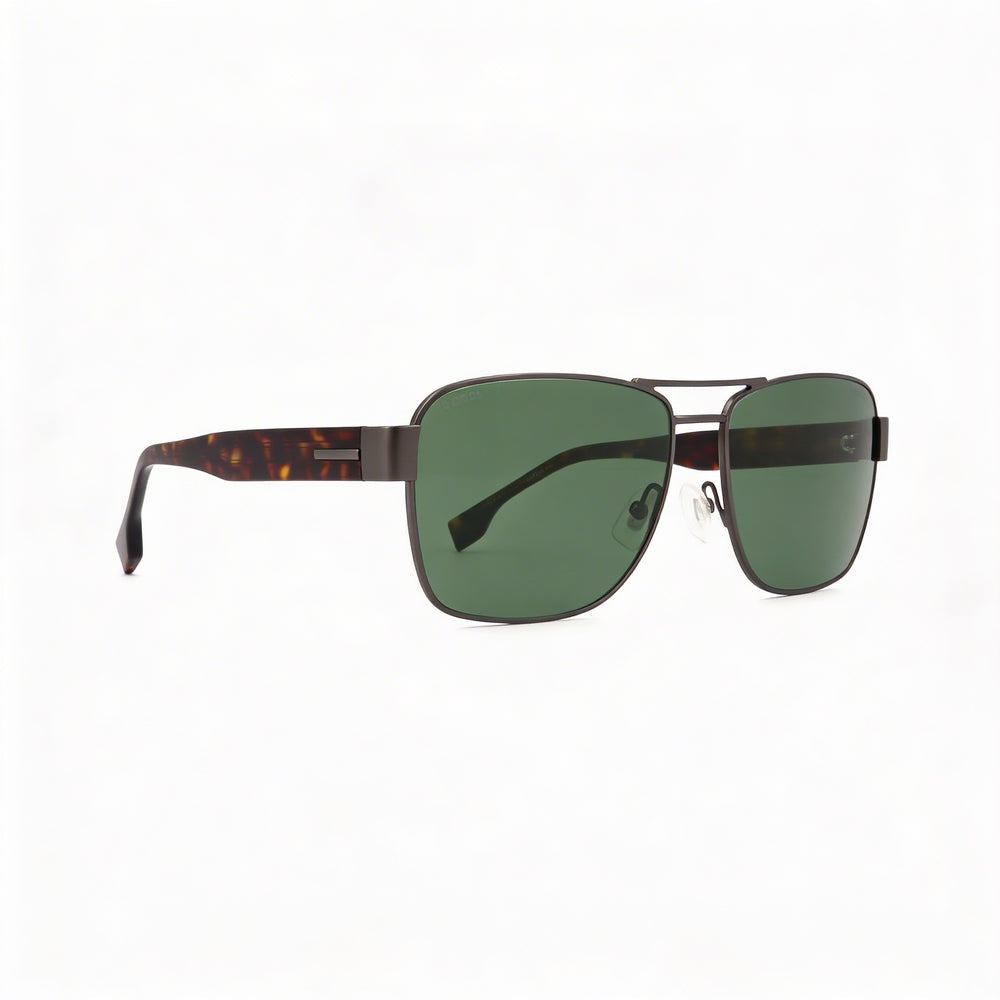 Hugo Boss Modern Unisex Havana Stainless Steel Sunglasses, Green Non-Polarized Lenses, UV Protected, 60mm