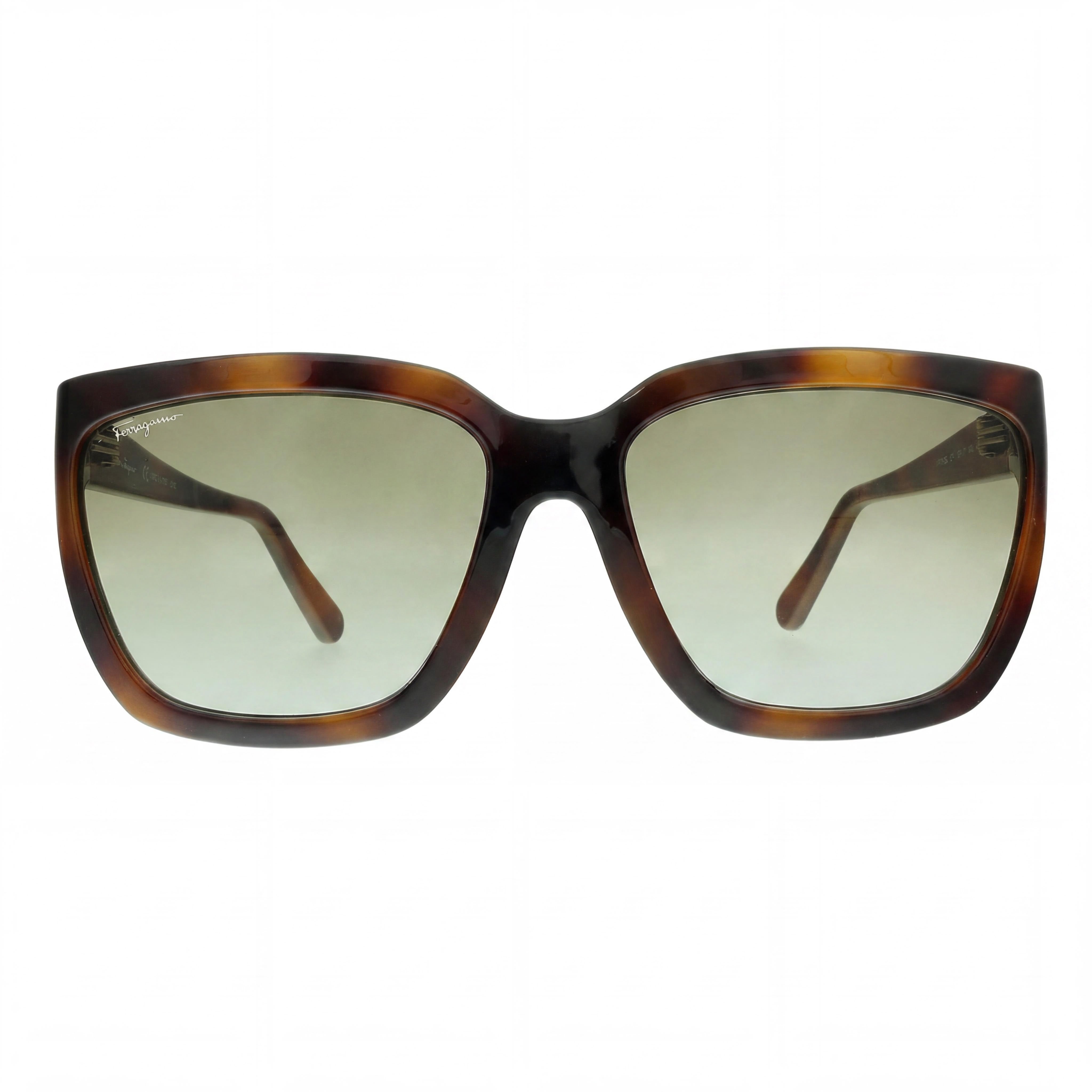 Gafas de sol de plástico carey para mujer Ferragamo Sf1018s 214 con lentes UV verde oscuro 59 mm, Photo 2