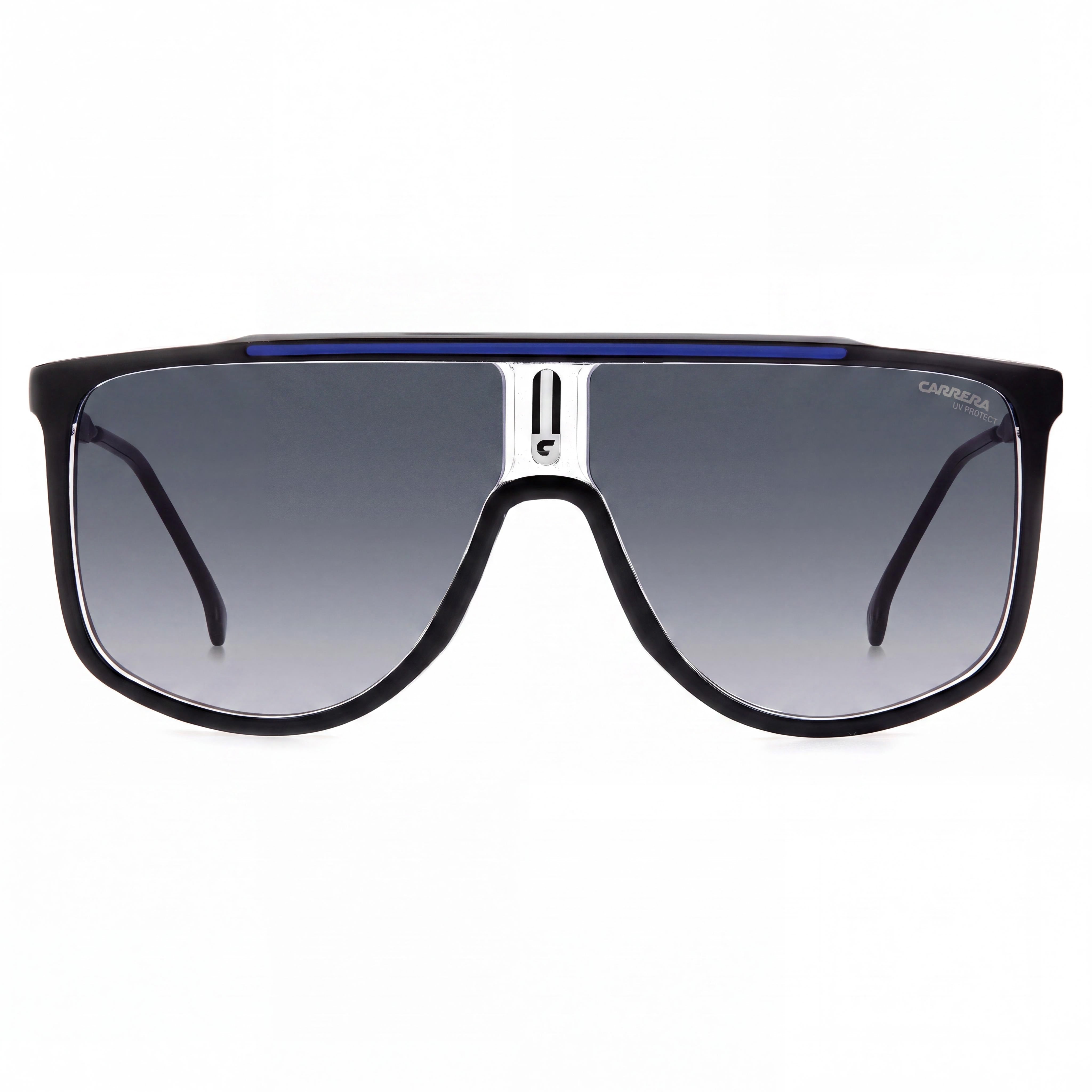 Gafas de Sol de Hombre Carrera Casual, Montura de Poliamida Negra Azul, Lentes Sombreadas Azul Oscuro, Protección 100% UV, 61mm, Photo 2