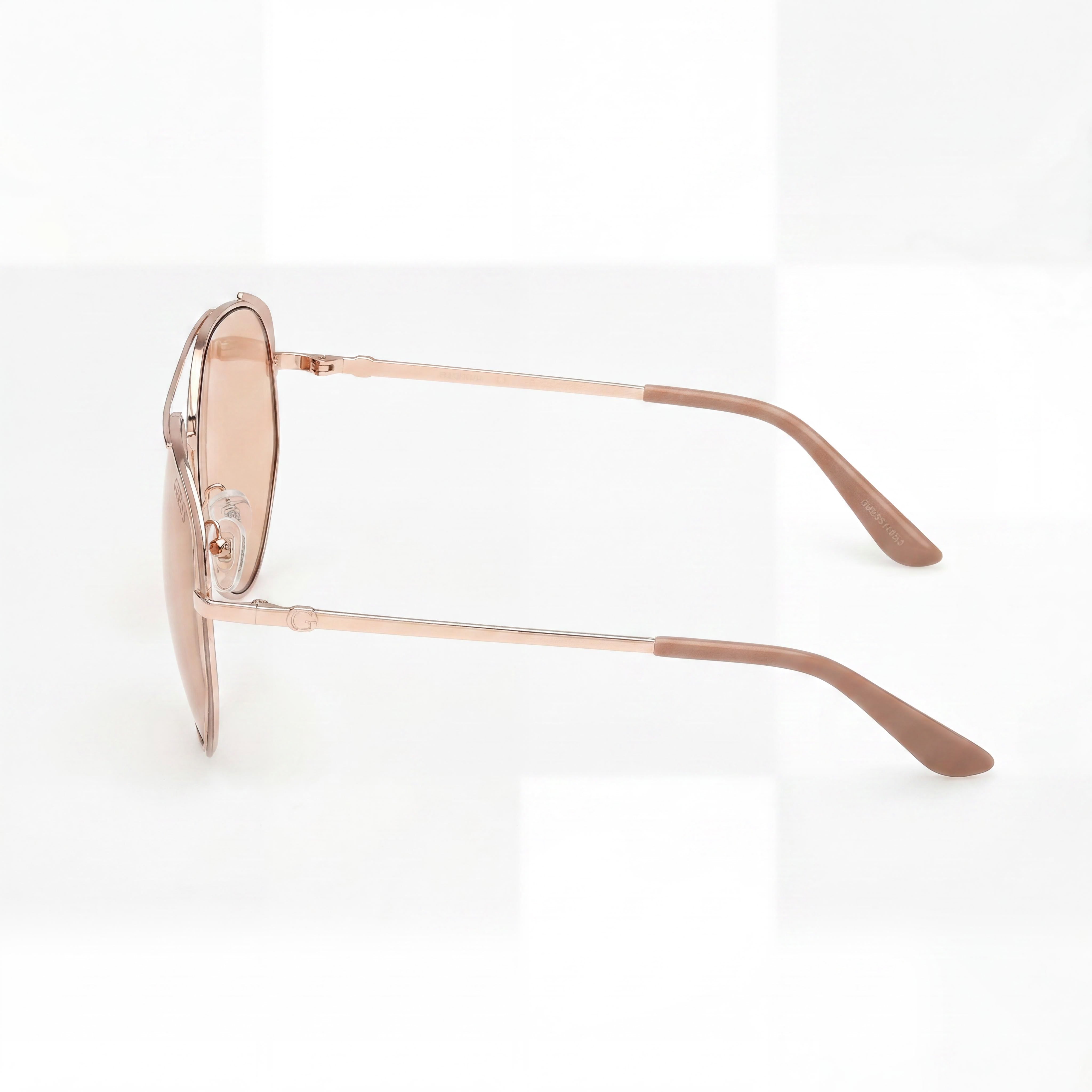 GUESS Gu00219 Unisex UV Protection Sunglasses, Matte Beige / Shiny Rose Gold Acetate, Brown Lenses, 59mm, Photo 3