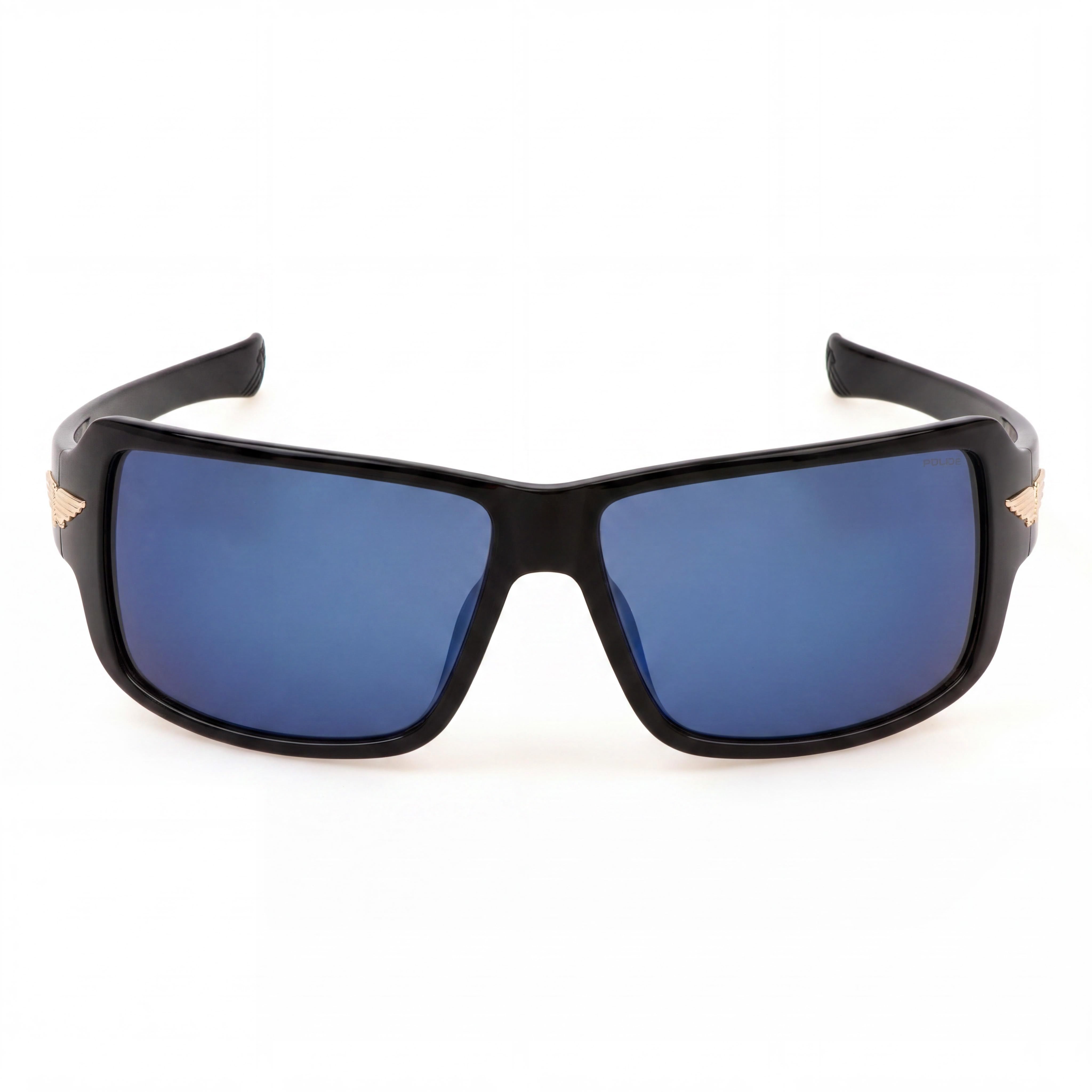 Gafas de sol Police Casual para hombre, sin polarizar, en negro brillante, con lentes azul ahumado espejado, 65 mm, Photo 2