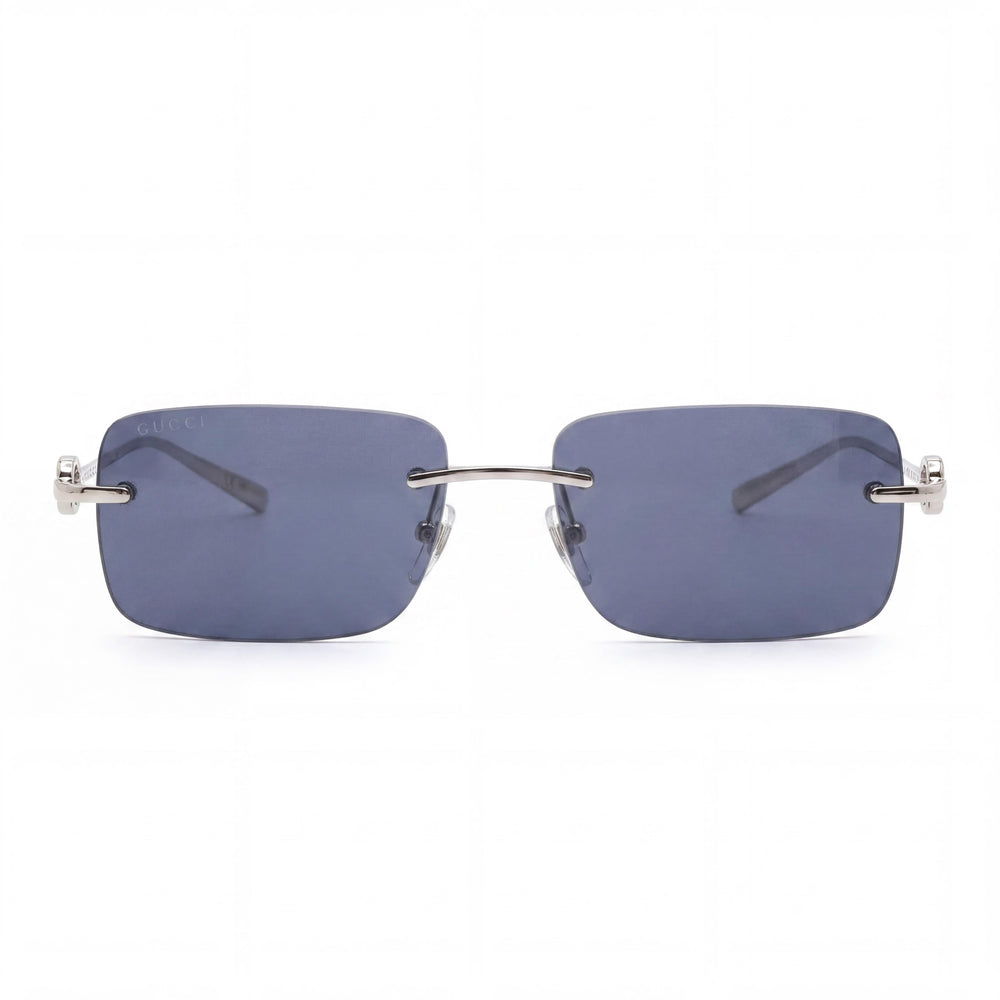 Gafas de sol Gucci Casual para mujer con montura metálica azul plateado y protección UV 100 %, lentes no polarizadas, 55 mm