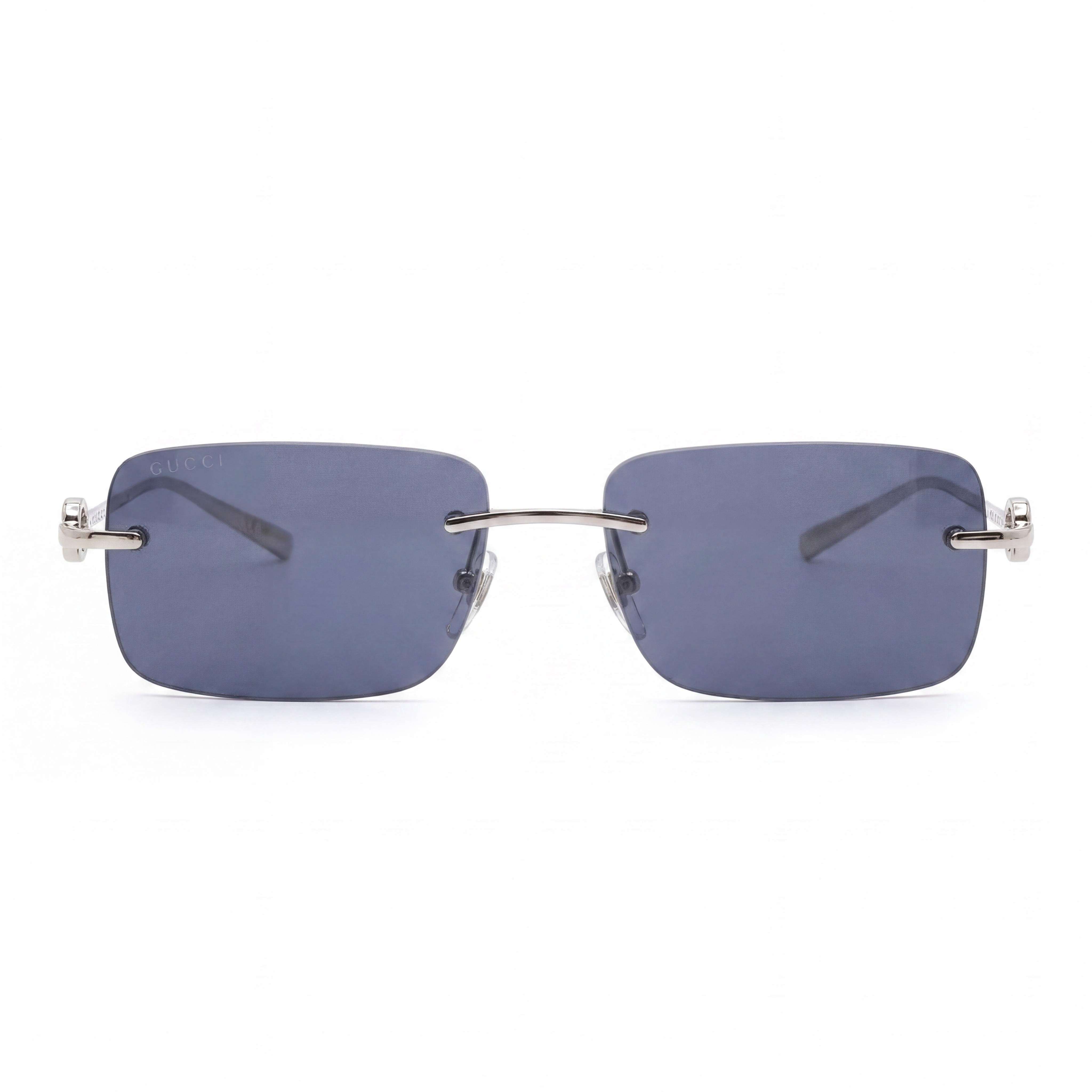 Gafas de sol Gucci Casual para mujer con montura metálica azul plateado y protección UV 100 %, lentes no polarizadas, 55 mm, Photo 2