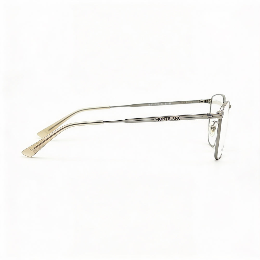 Gafas Montblanc Classic para hombre, montura de plástico transparente y metalizado, lentes de plástico, 29-18-120 mm