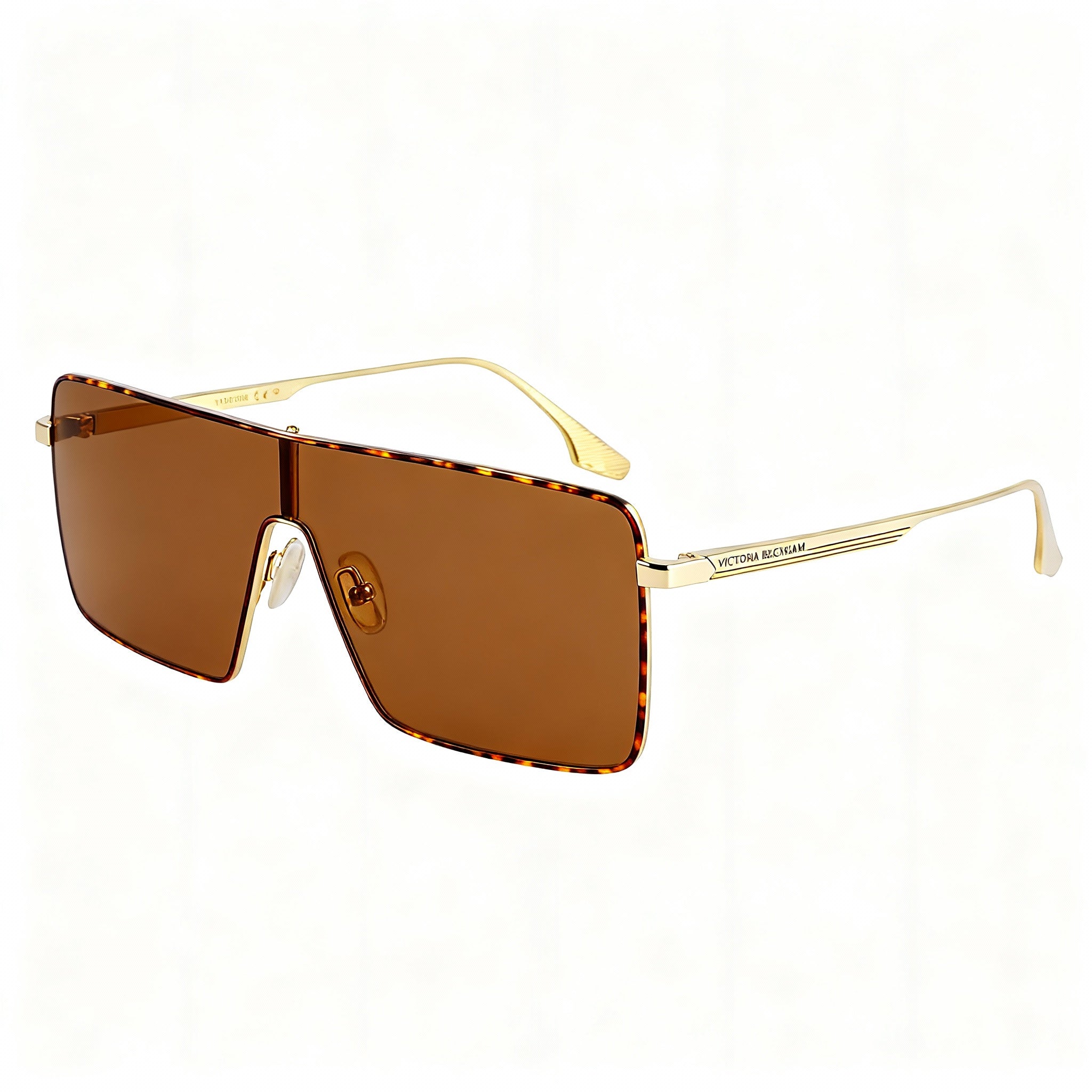 Victoria Beckham Vb238s Unisex Metal Shield Gold Caramel Polycarbonate Lens Non-Polarized Sunglasses 58mm, Photo 3