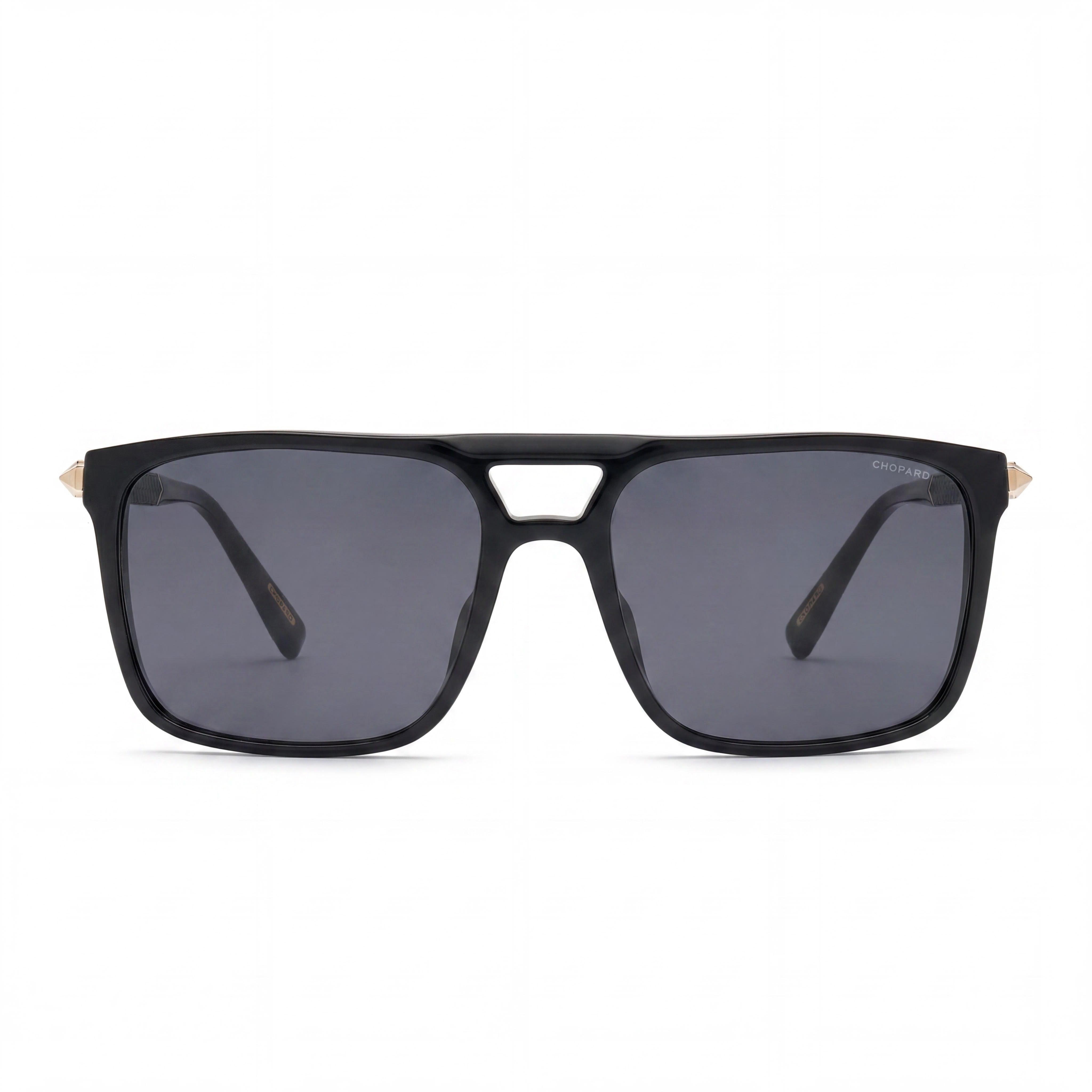Chopard Sch311 Men's Shiny Black Acetate-Metal Sunglasses with Smoke Lenses, UV Protection, 59mm, Photo 2
