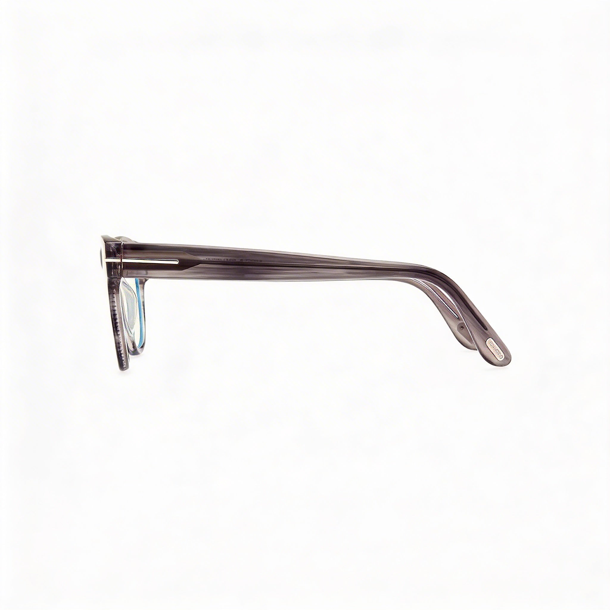 Tom Ford FT5898-B Men's Full Rim Square Plastic Eyeglasses Frames, Striped Grey Blue Block, 52mm, Photo 2