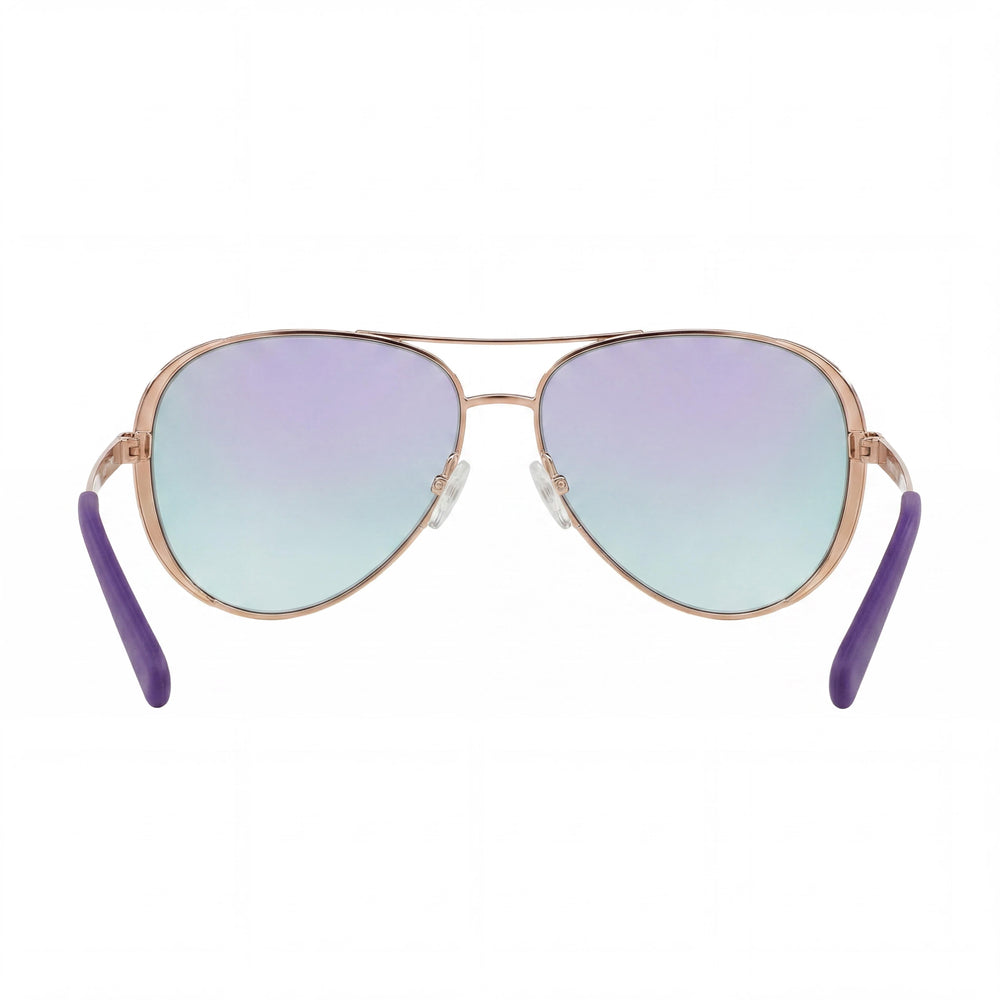 Gafas de sol Michael Kors Mk5004 Chelsea Pilot Composite para mujer, color oro rosa, morado, con protección UV y espejo, 58 mm