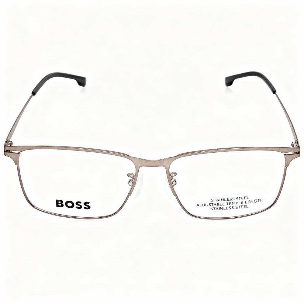 Hugo Boss 1467/f - Montura de gafas graduadas rectangulares de metal para hombre, color rutenio oscuro mate, 57 mm