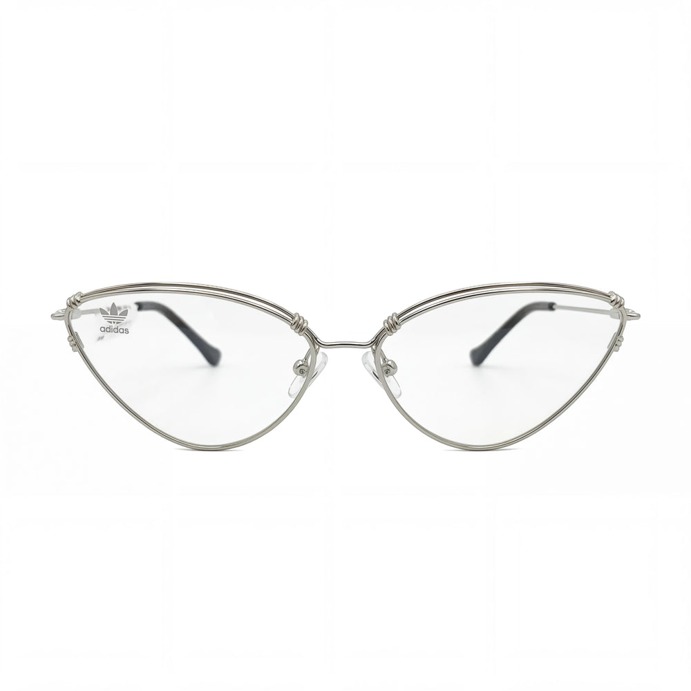 Gafas Adidas AOM012O Modelo 2019 de Ojo de Gato para Mujer, Montura Completa de Metal Plateado, Lentes Transparentes 57mm