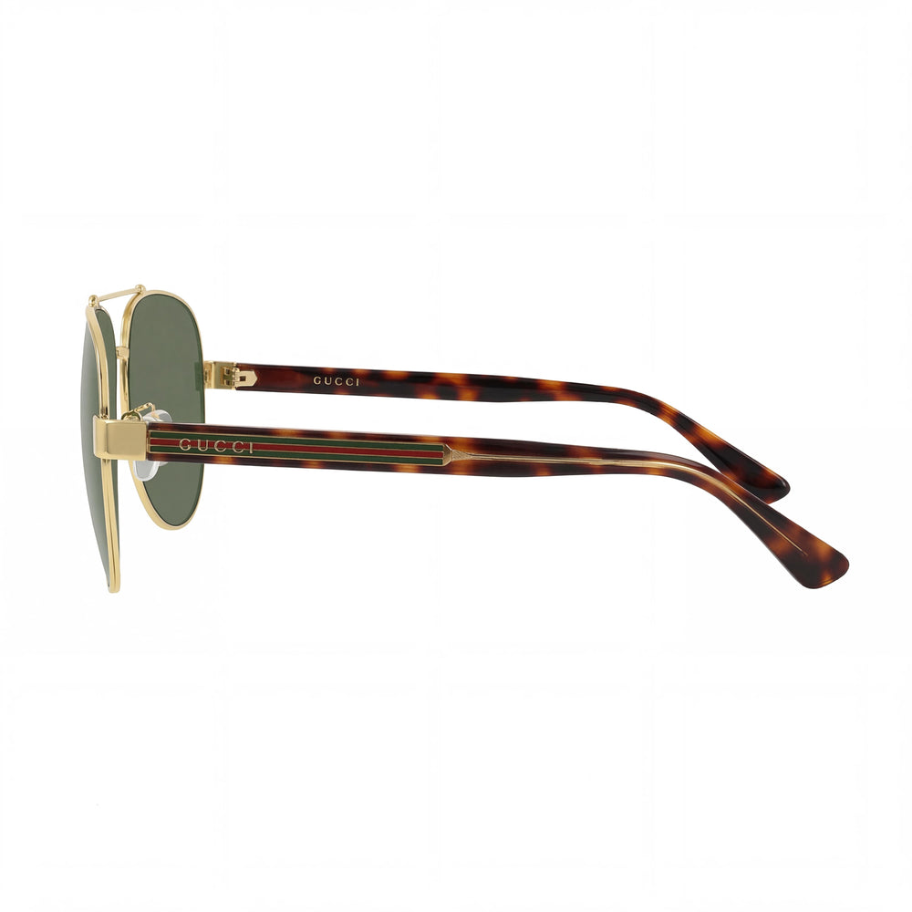 Gucci GG0528S-009 Gafas de Sol Aviador Unisex Oro Cristal Verde Plástico No Polarizadas con Protección UV 63mm