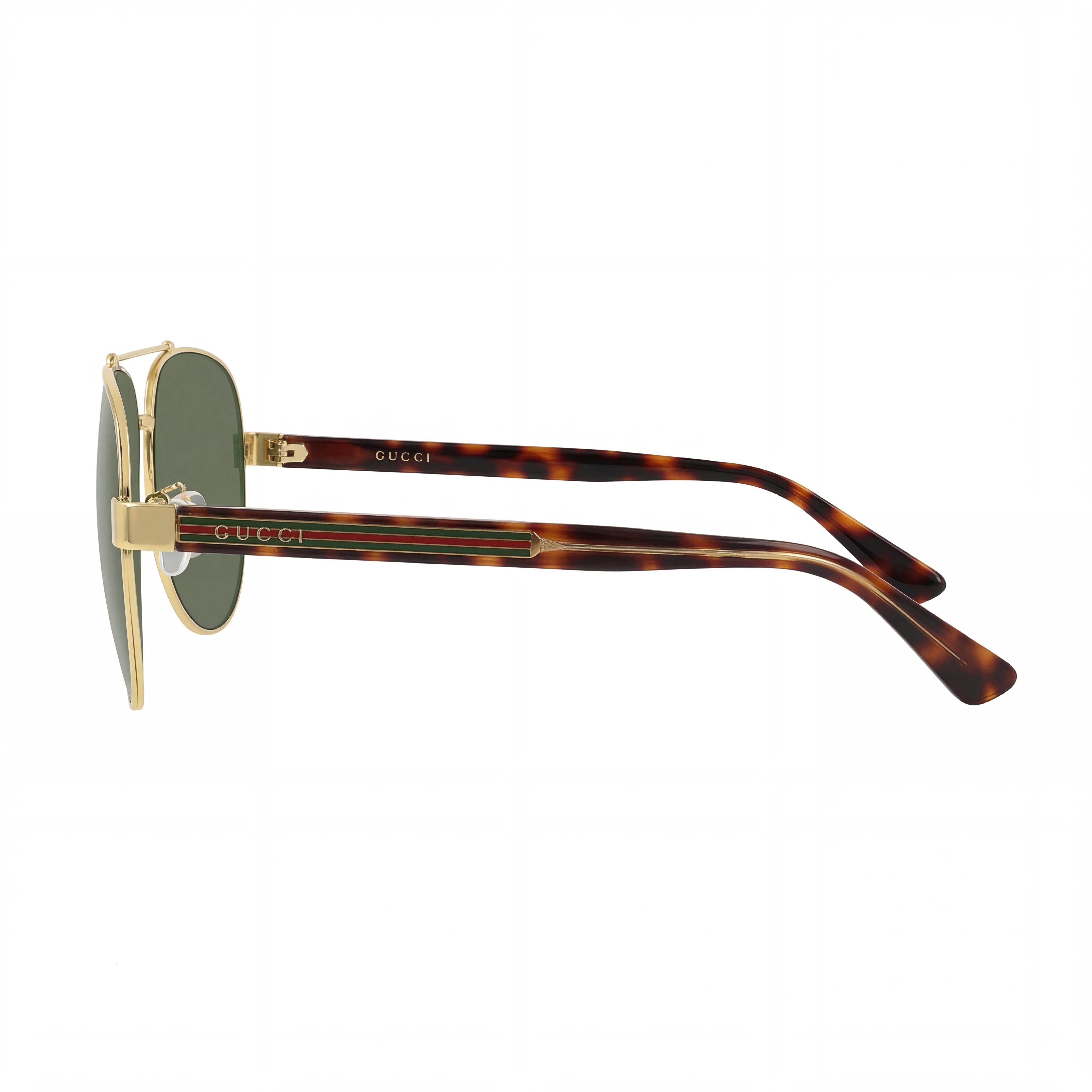 Gafas de sol de aviador Gucci unisex, de plástico dorado con cristal verde, sin polarizar y con protección UV de 63 mm, Photo 3
