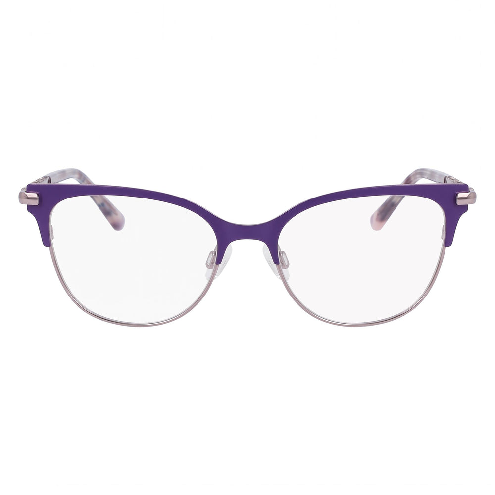 bebe Bb5224 Men's Eyeglasses, Purple Metal Frame, Clear Polycarbonate Lenses 52mm