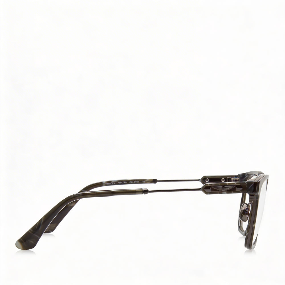 Gafas de policía clásicas para hombre con montura de pistola brillante y lentes de plástico