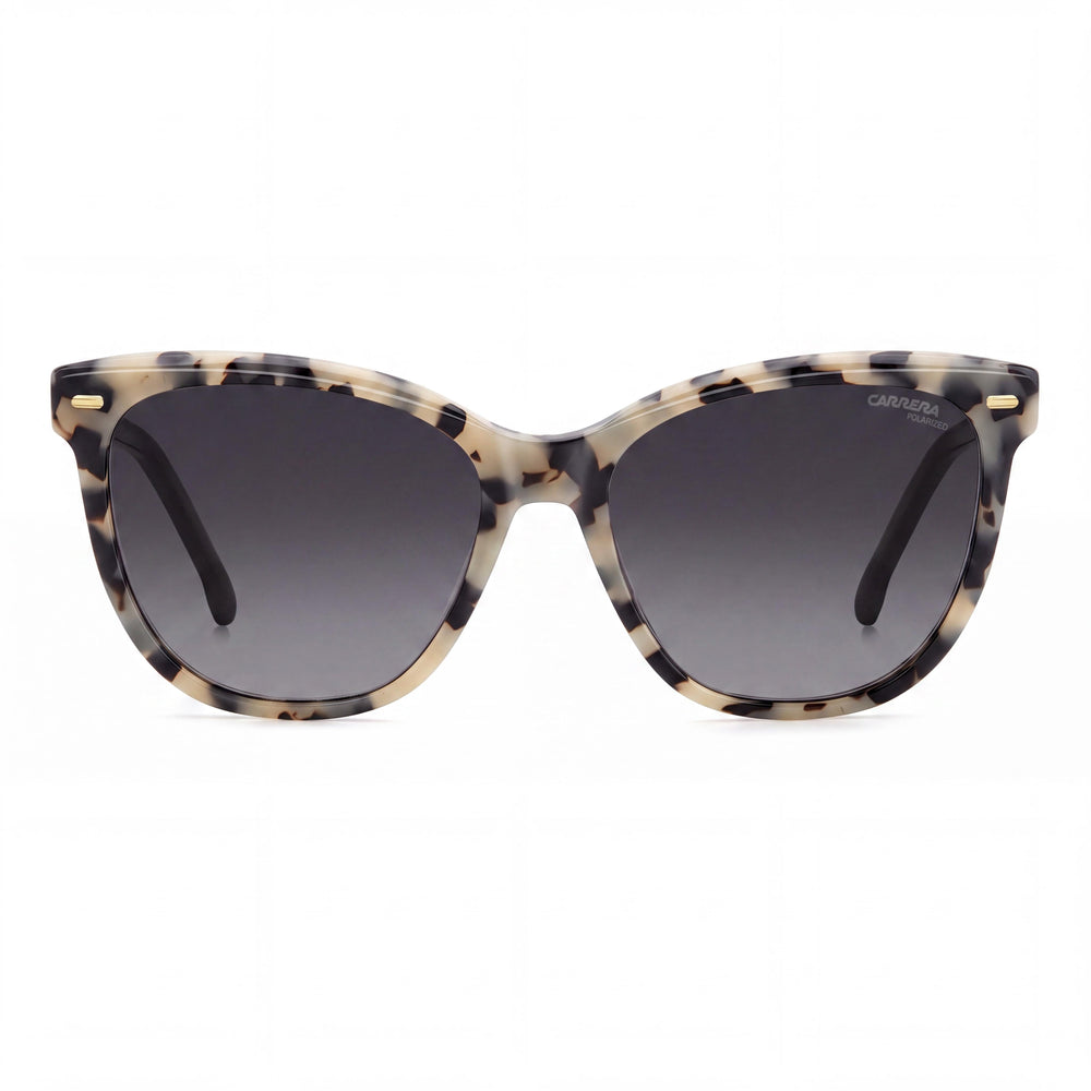 Carrera Modern Women's Polarized Acetate Sunglasses, Ivory Havana Black, Grey Shaded Lenses 56-17-140